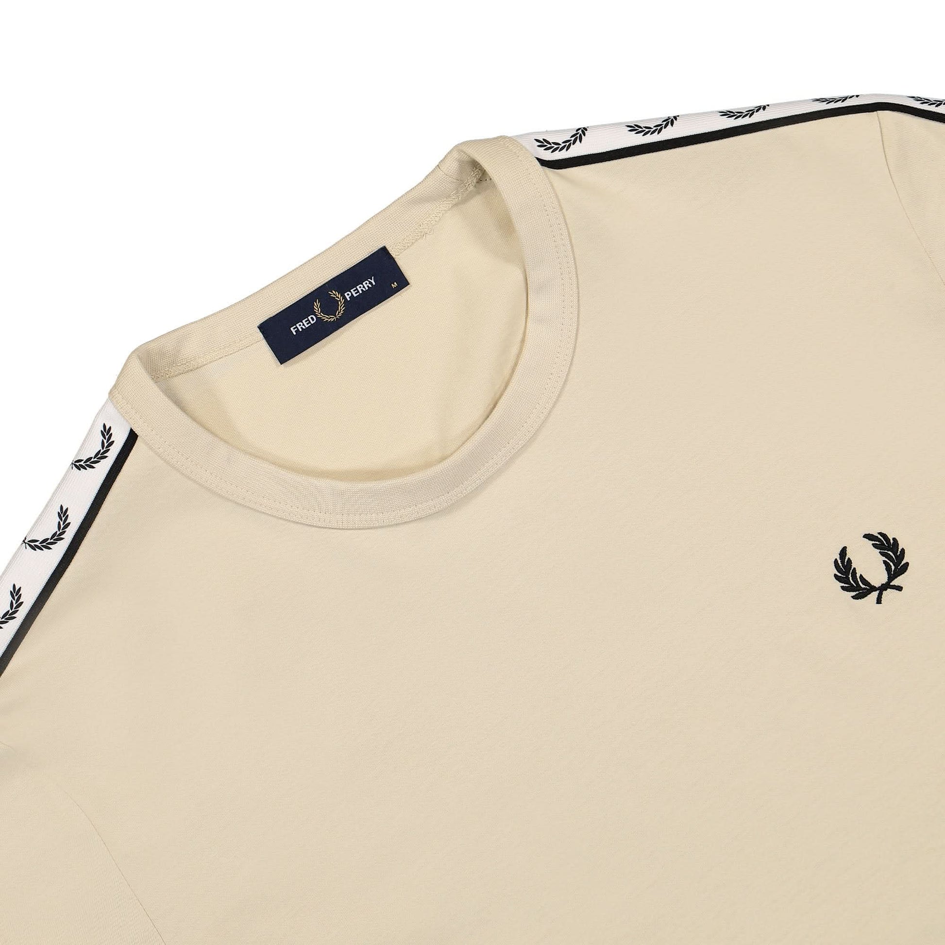 Fred Perry Taped Ringer T-Shirt Beige Detail view 3 | Gate