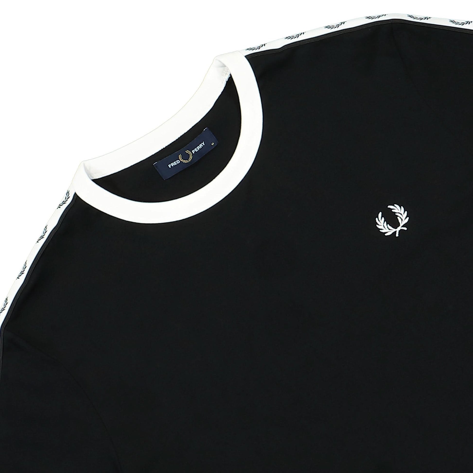 Fred Perry Taped Ringer T-Shirt Black Detail view 3 | Gate