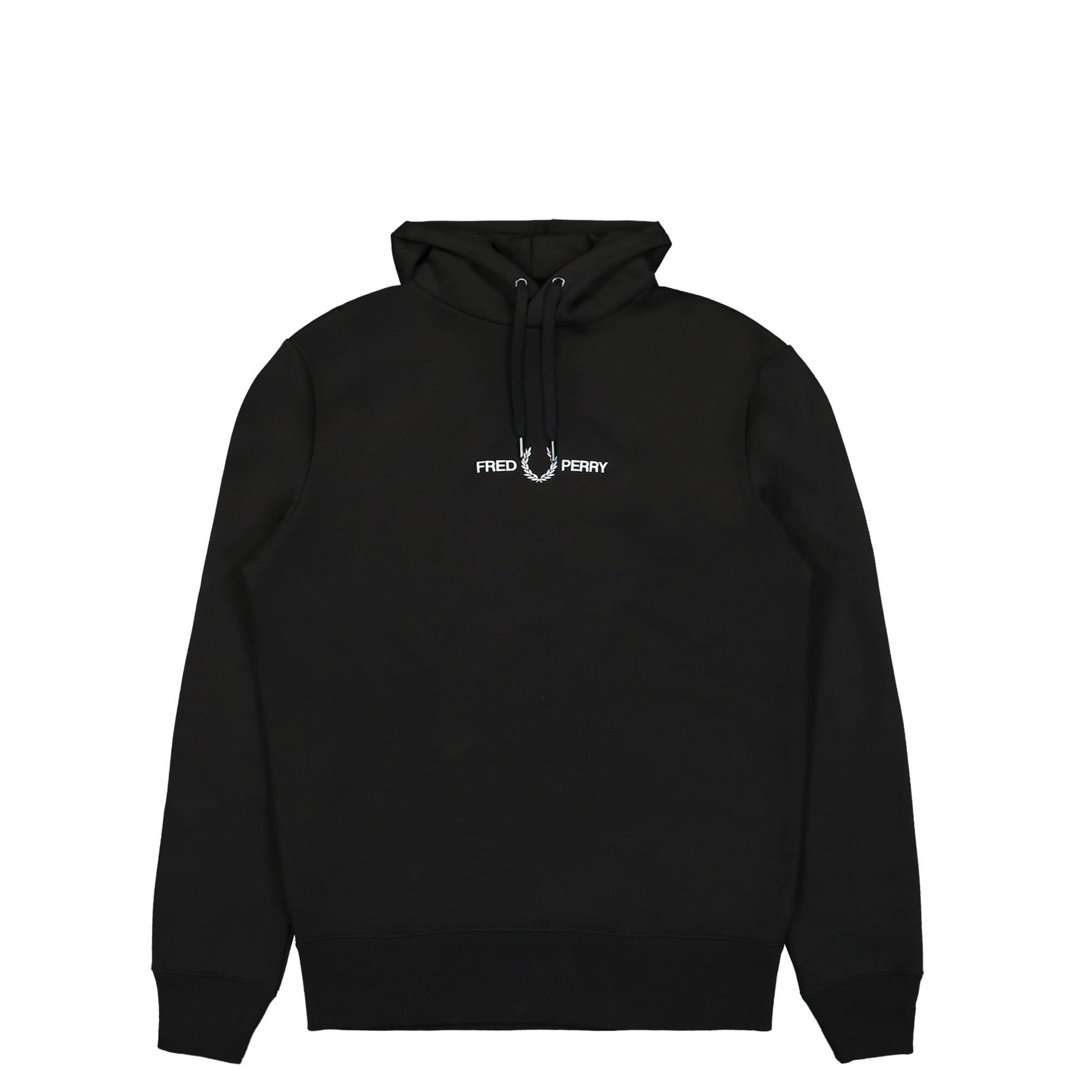 Fred Perry Embroidered Hooded Sweatshirt Black Detail view 1 | Gate