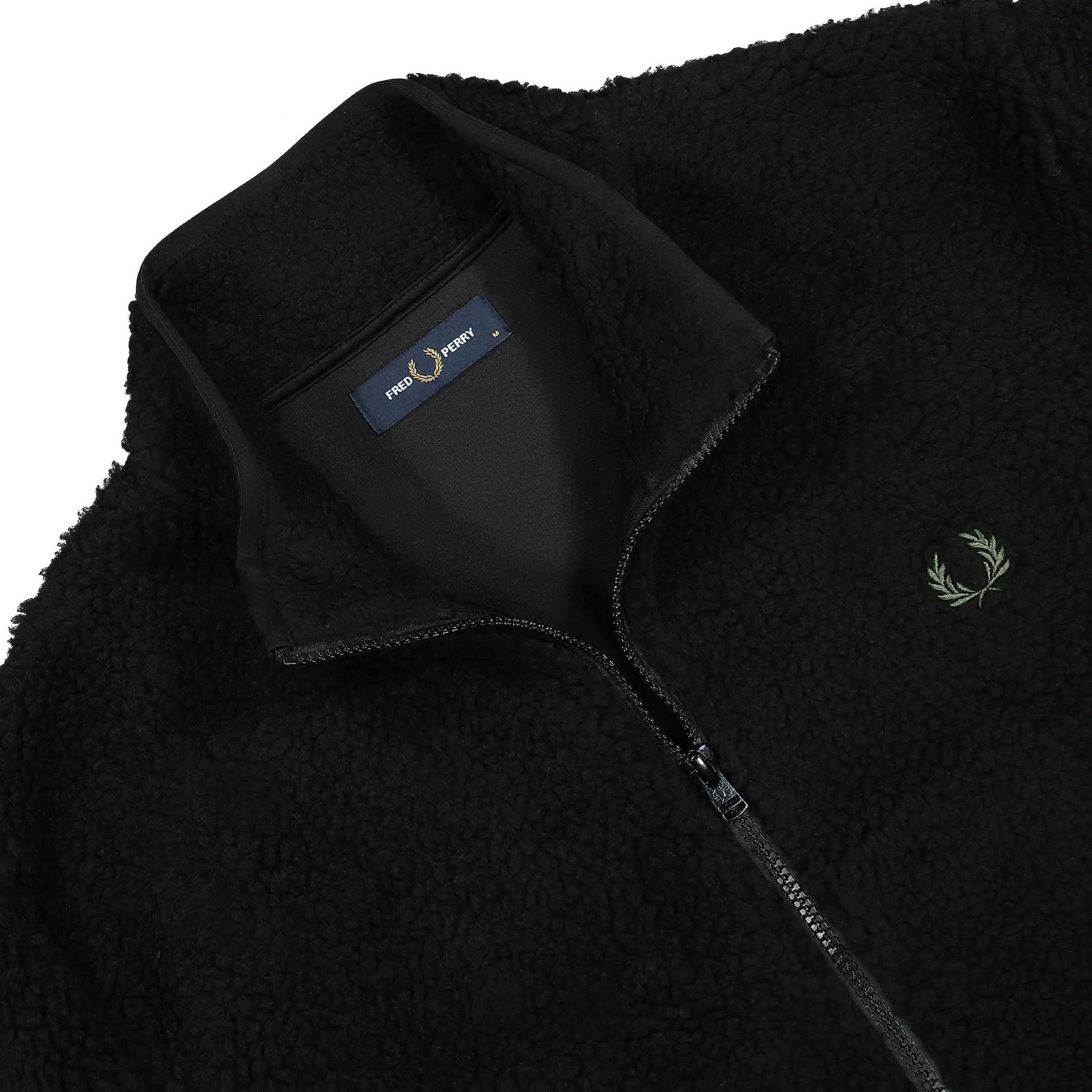 Fred Perry Zip Trough Borg Fleece Black Detail view 3 | Gate