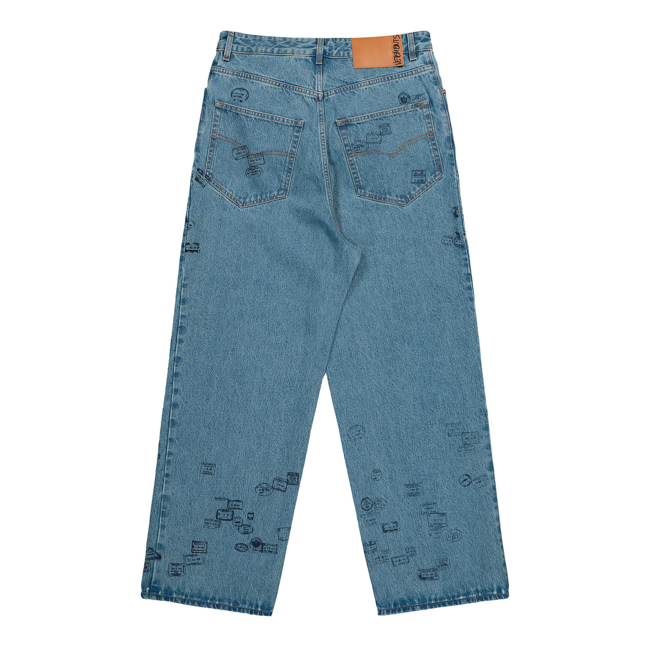 VETEMENTS Passport Stamps Jeans Stamps Blue Denim ME76DP075NP Detail View 1 | GATE