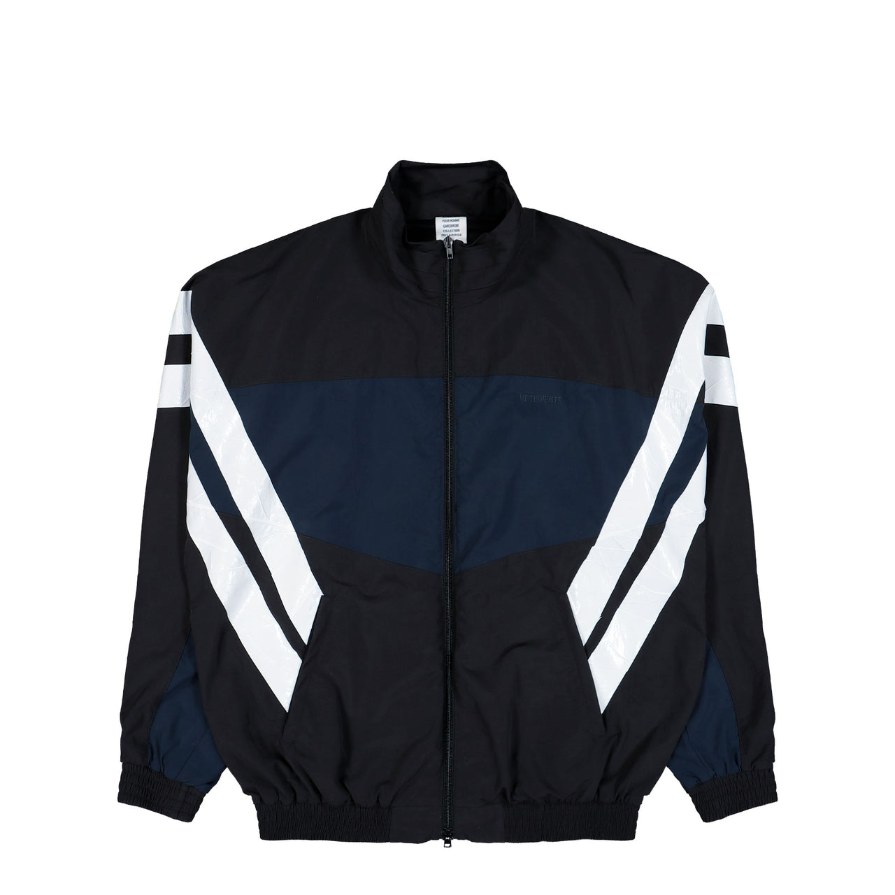 VETEMENTS Taped Tracksuit Jacket Black / Blue Tracksuit Tops ME76GJ113BN Detail View 1 | GATE