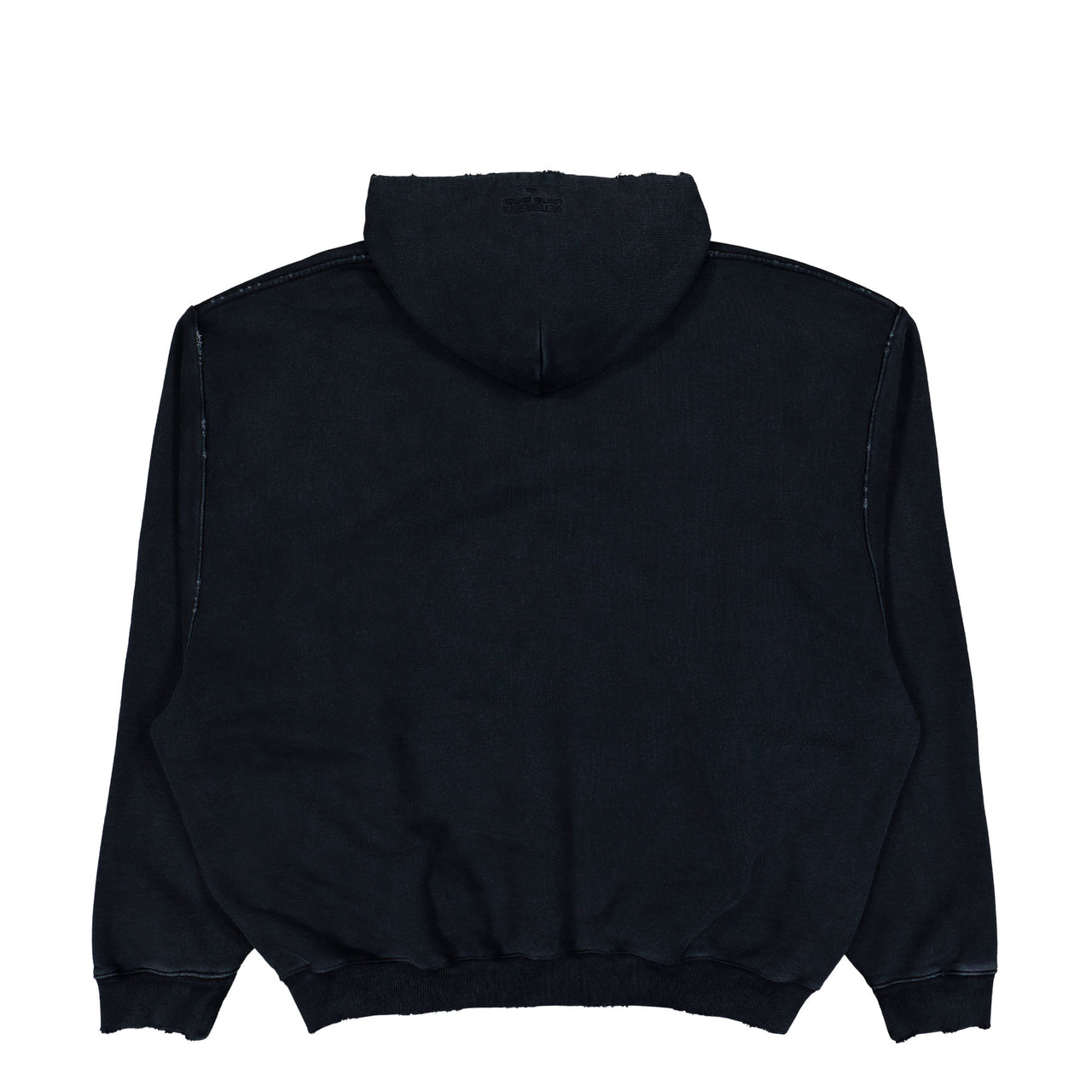 VETEMENTS Jesus On A Cross Distressed Hoodie Washed-Out Black Hoodies ME76HD192BX Detail View 1 | GATE