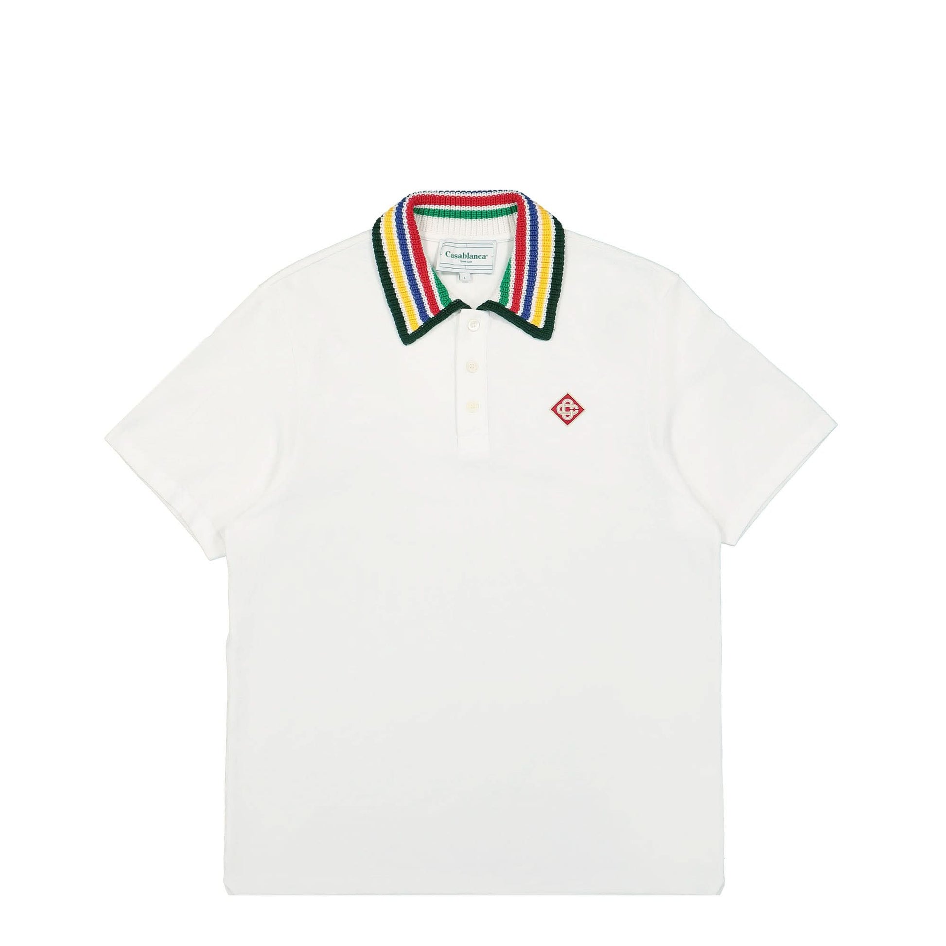 Casablanca Primary Stripe Knit Collar Classic Polo White Detail view 1 | Gate