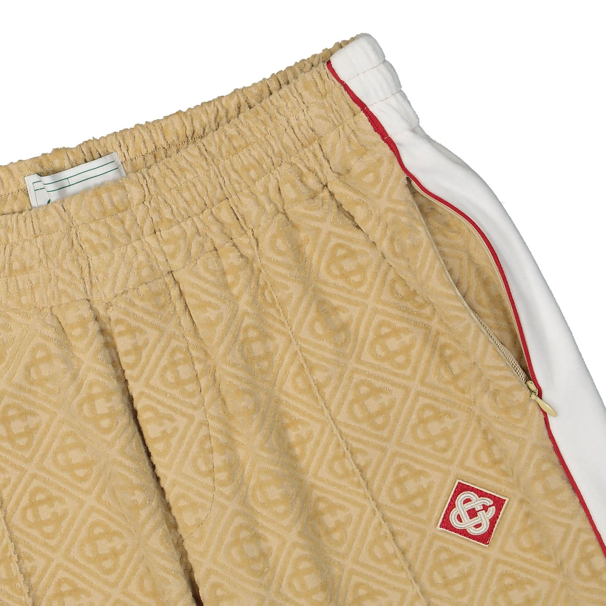Casablanca Monogram Velour Track Pant Beige Detail view 4 | Gate