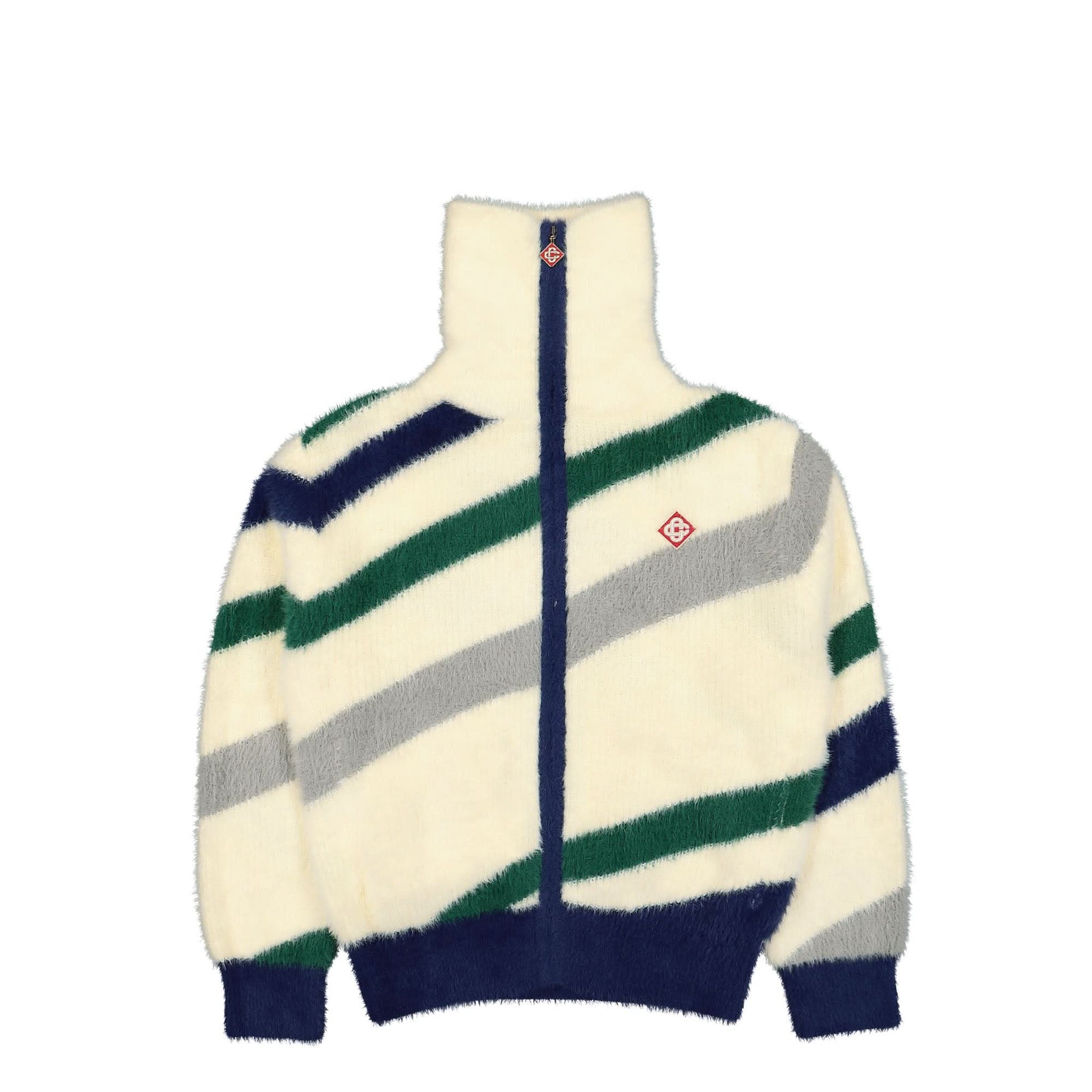Casablanca Furry Striped Zip Up Jumper Multicolor Detail view 2 | Gate