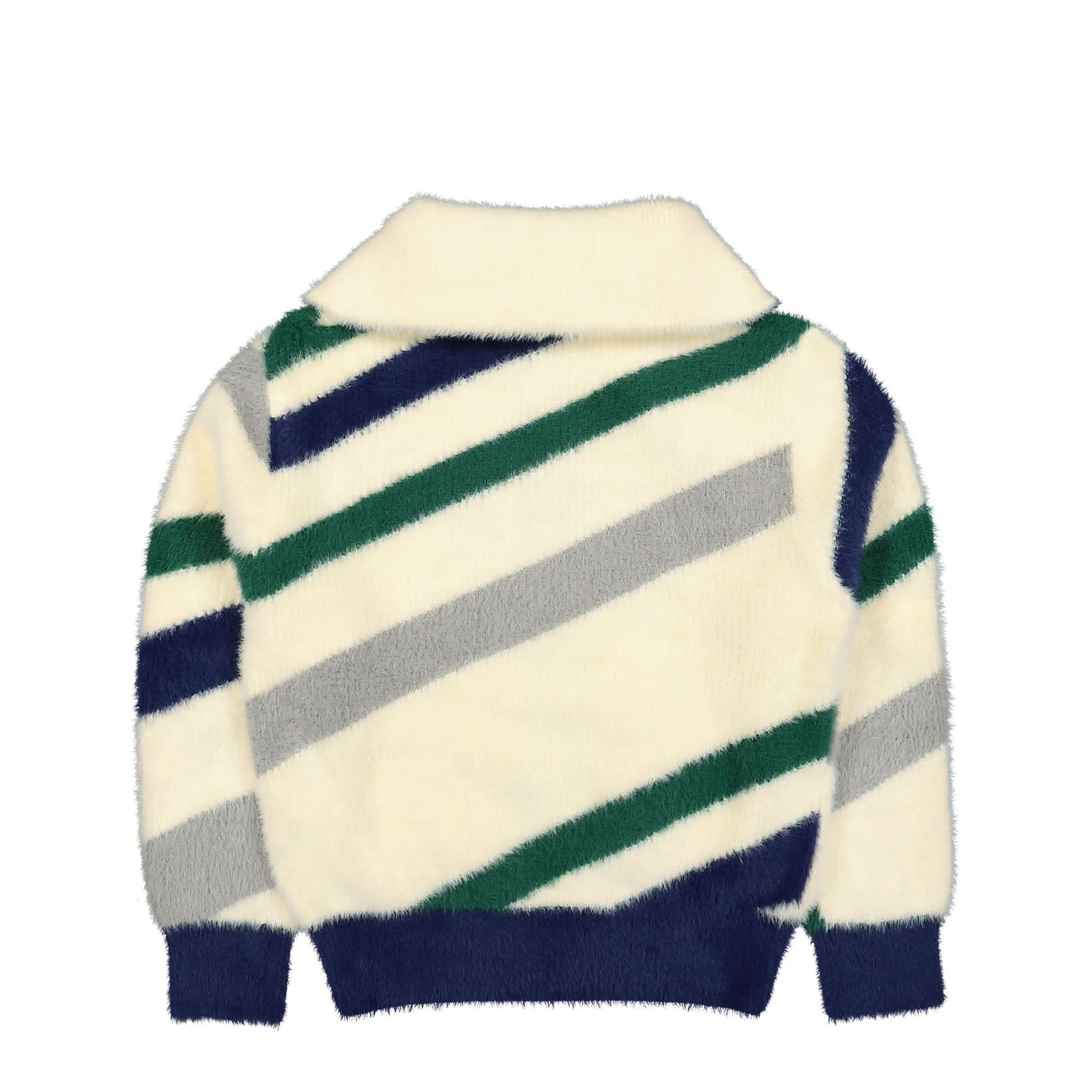 Casablanca Furry Striped Zip Up Jumper Multicolor Detail view 4 | Gate
