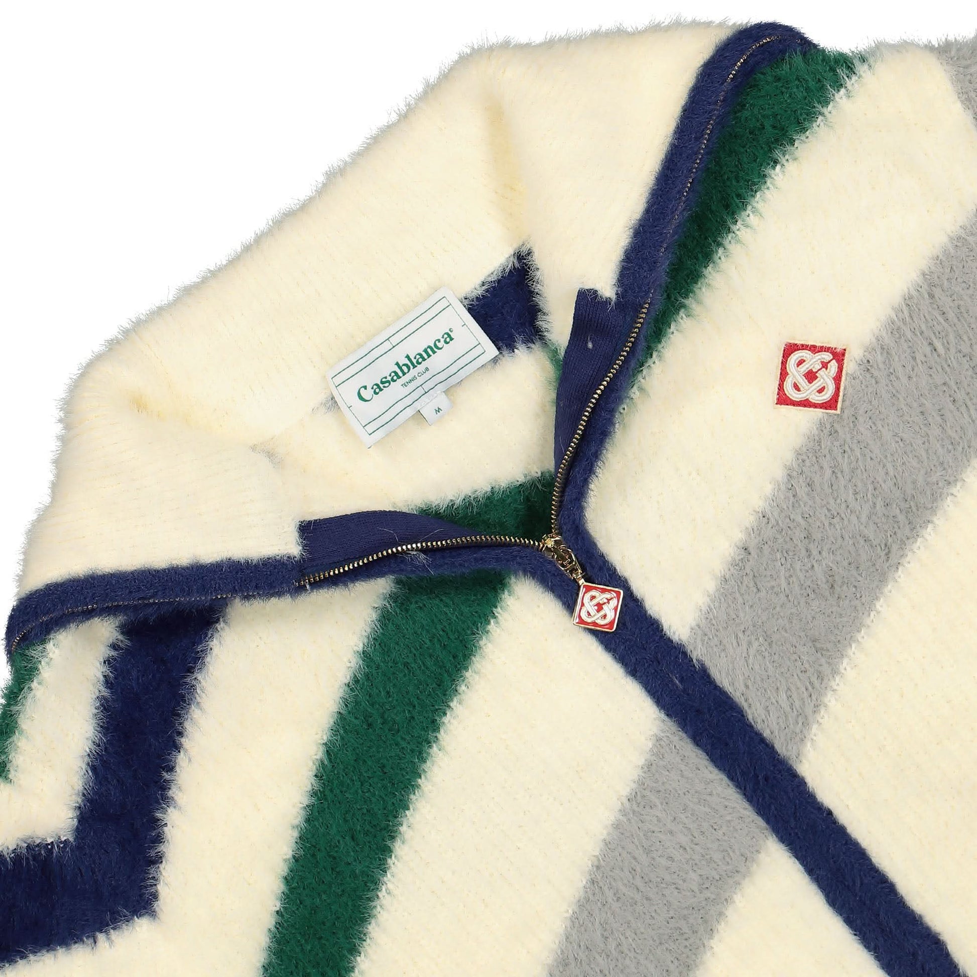Casablanca Furry Striped Zip Up Jumper Multicolor Detail view 3 | Gate