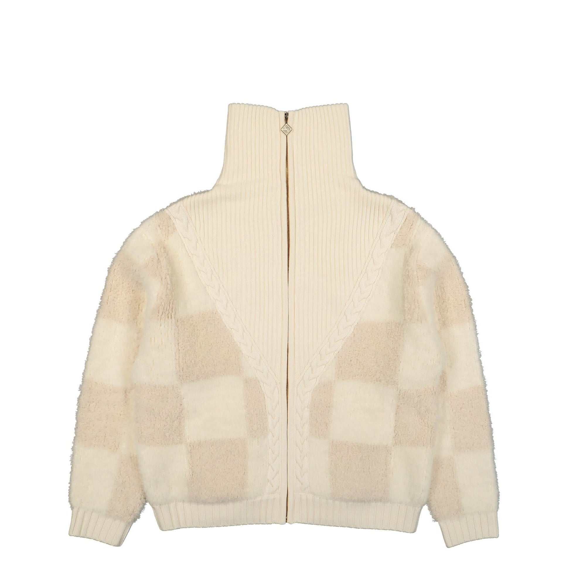 Casablanca Checked Boucle Cardigan Beige Detail view 2 | Gate