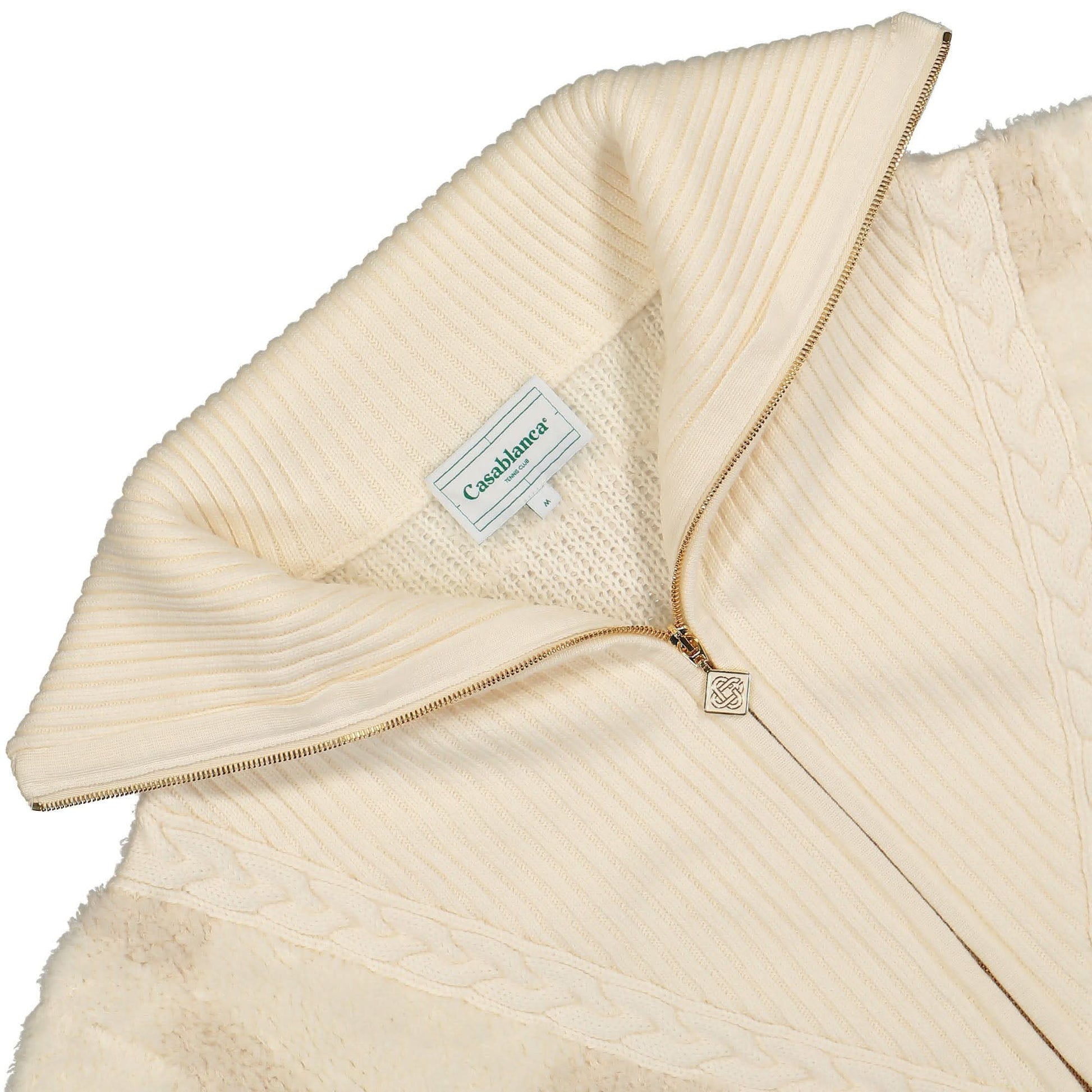 Casablanca Checked Boucle Cardigan Beige Detail view 4 | Gate