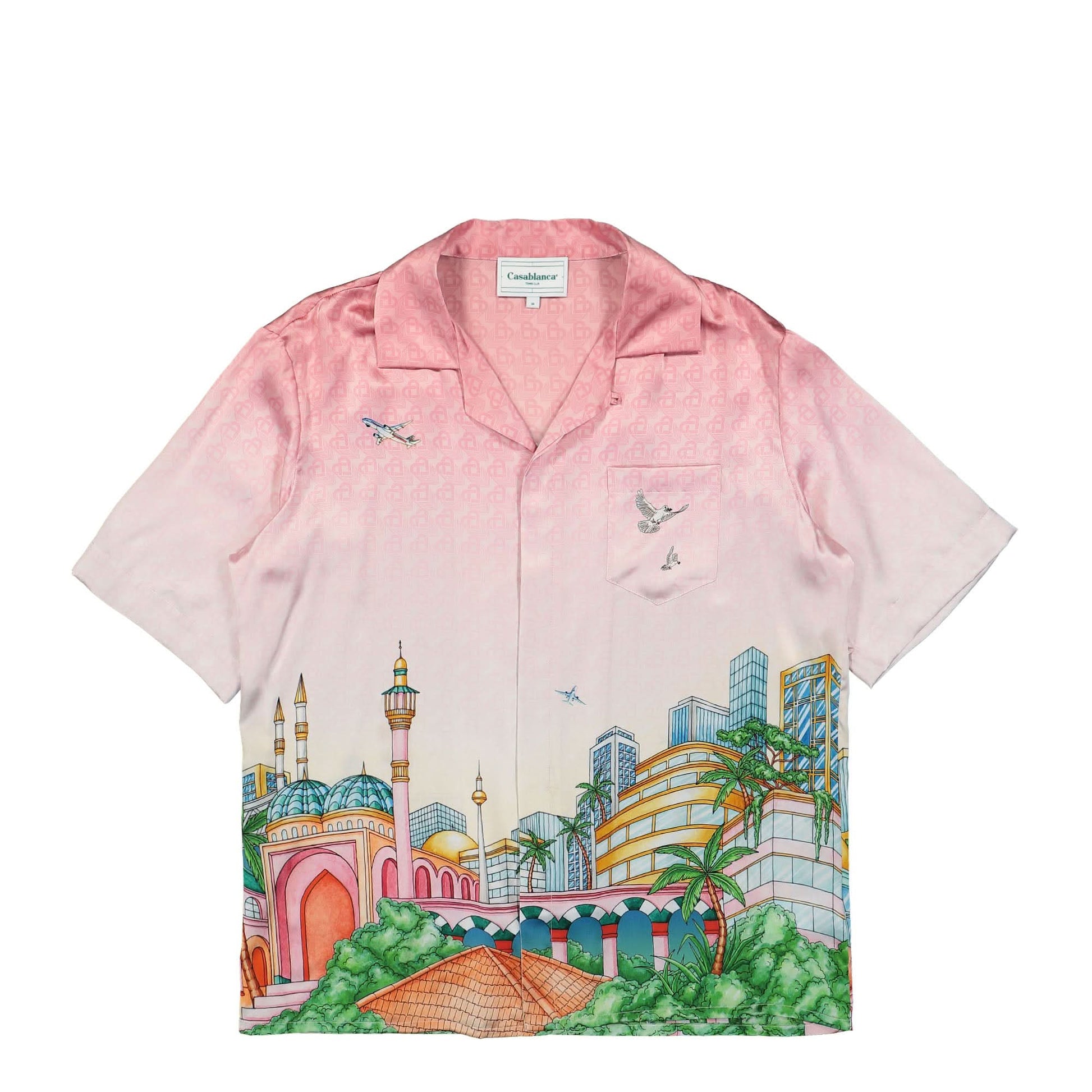 Casablanca Cuban Collar Short Sleeve Shirt Multicolor Detail view 1 | Gate