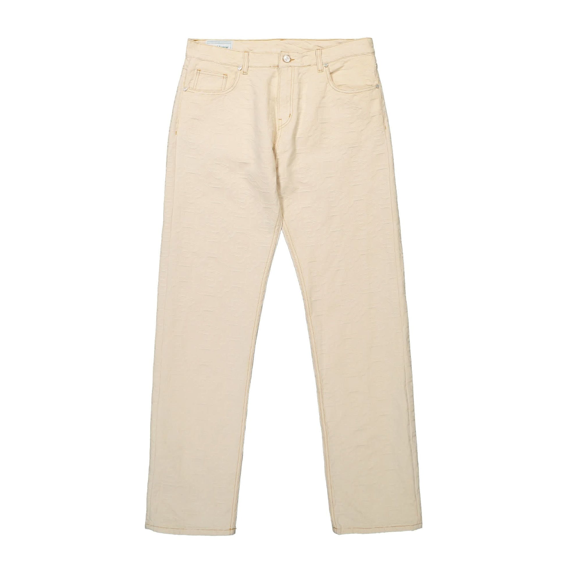 Casablanca Monogram Straight Leg Jeans Beige Detail view 1 | Gate