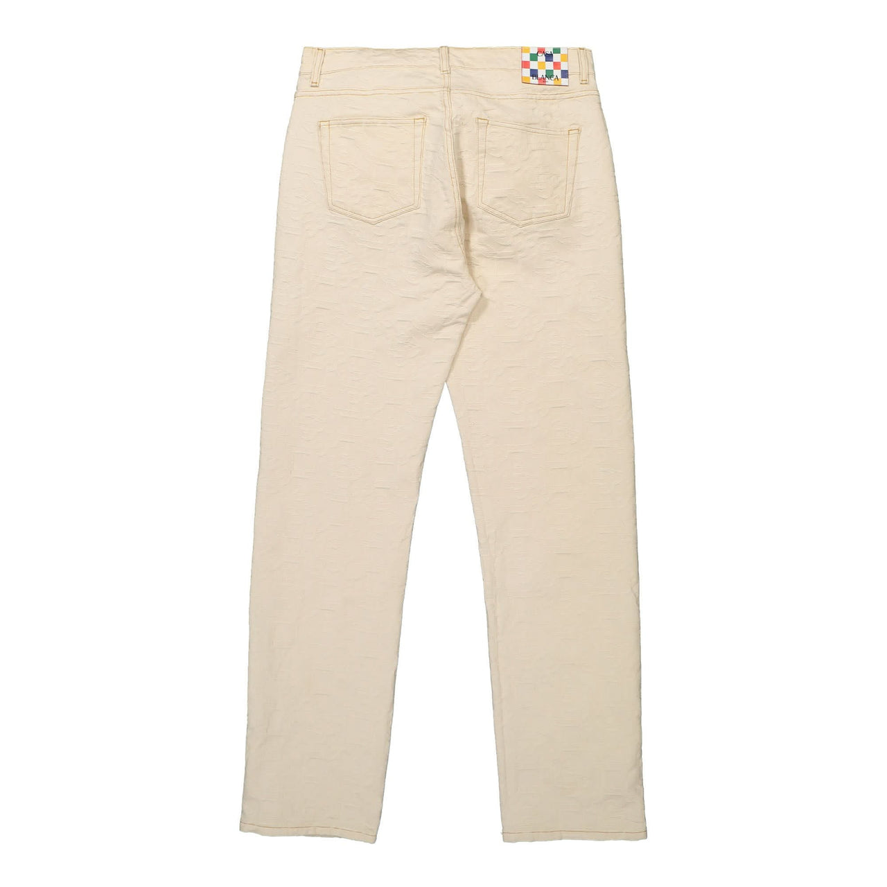 Casablanca Monogram Straight Leg Jeans Beige Detail view 1 | Gate