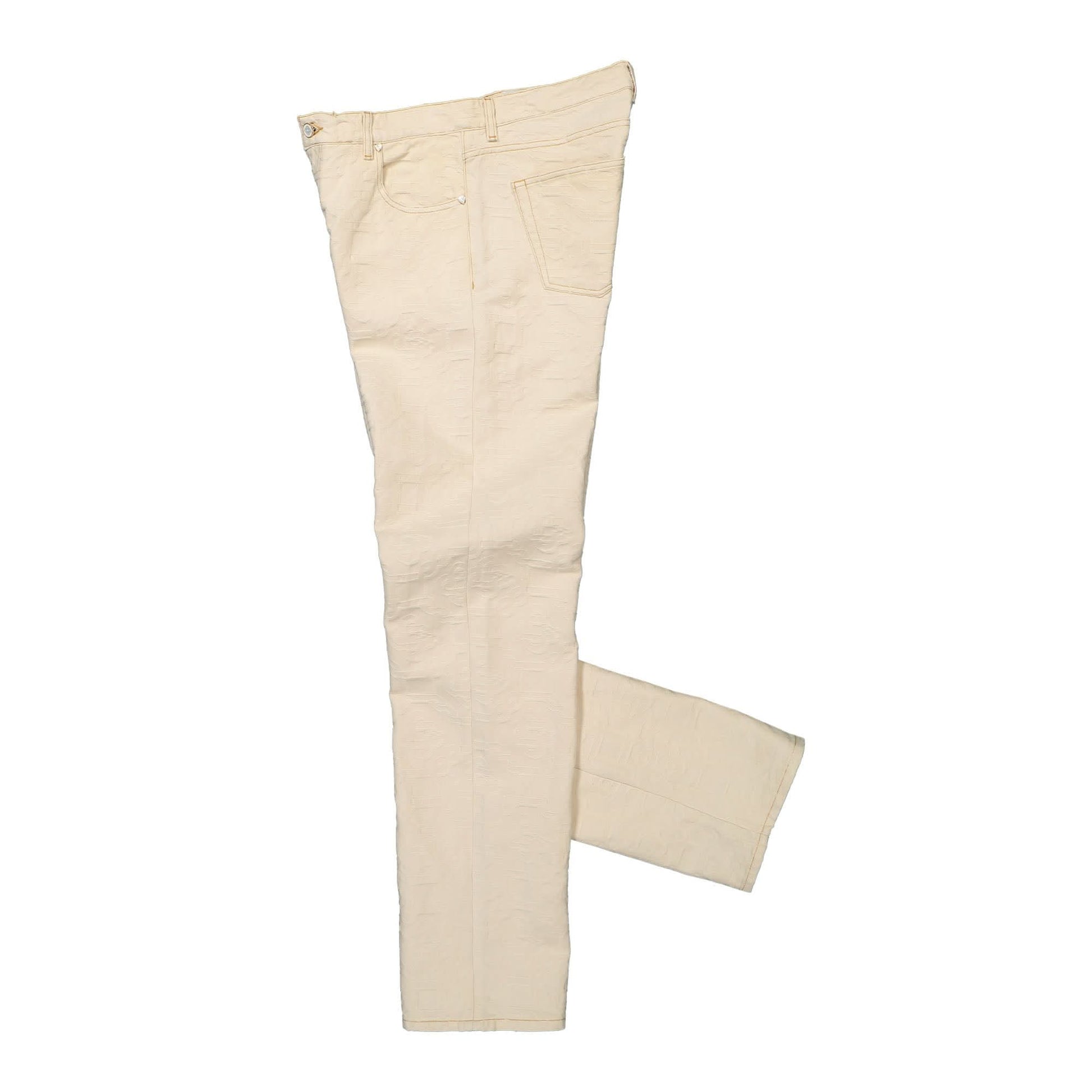 Casablanca Monogram Straight Leg Jeans Beige Detail view 3 | Gate