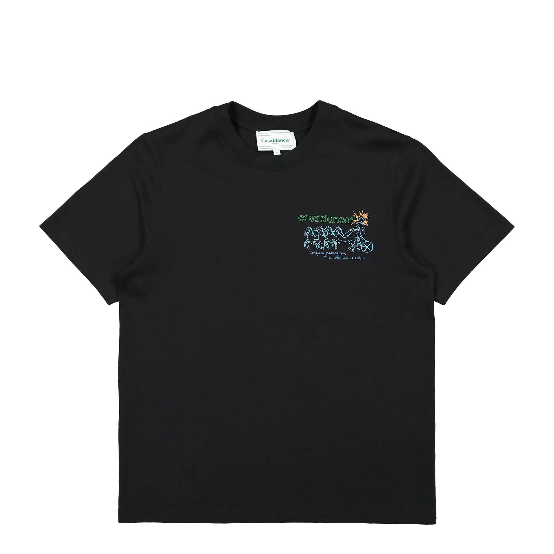 Casablanca Pentathlon Screen Printed T-Shirt Black Detail view 1 | Gate
