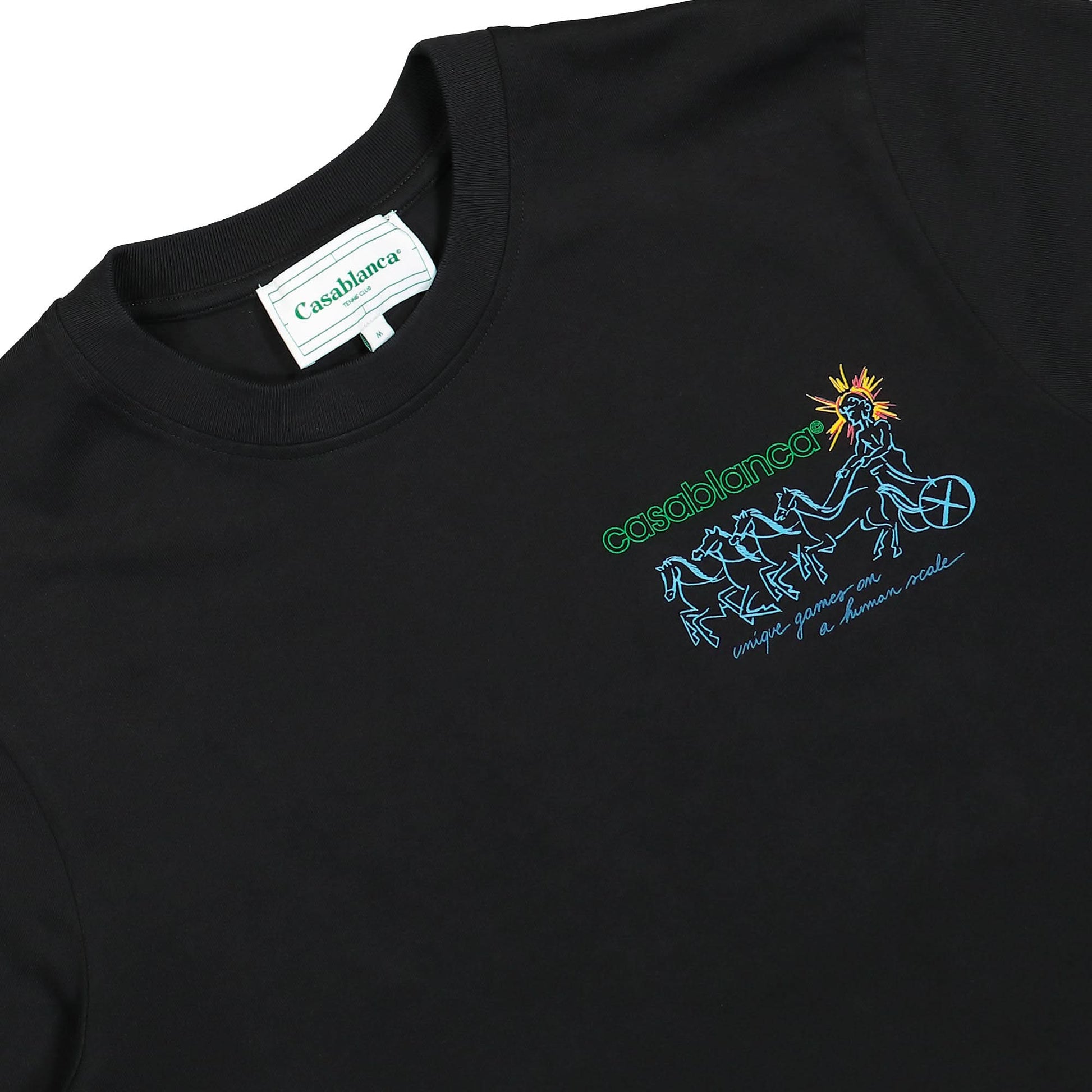 Casablanca Pentathlon Screen Printed T-Shirt Black Detail view 3 | Gate