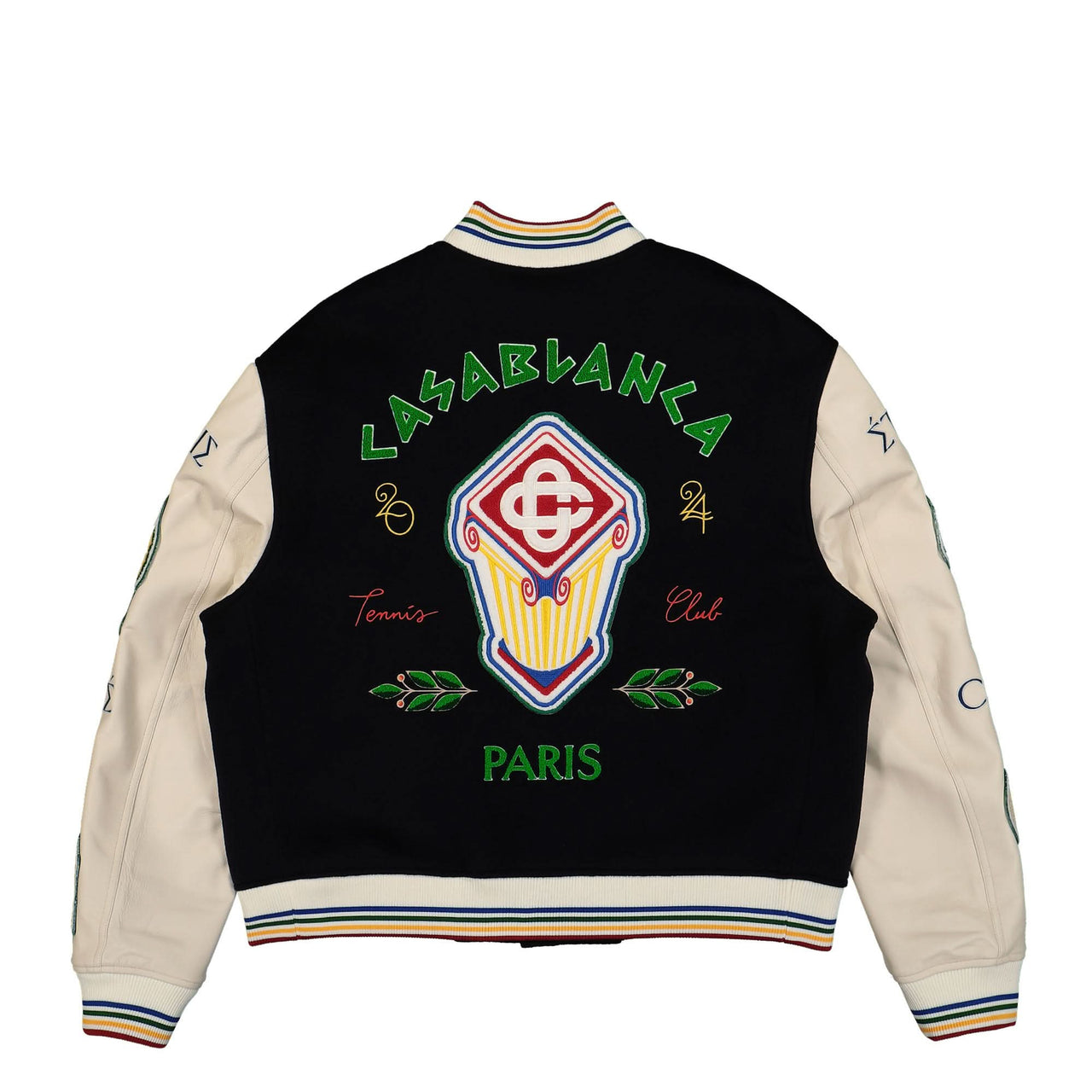 Casablanca Chenille Embroidered Patchwork Bomber Jacket Multicolor Detail view 1 | Gate
