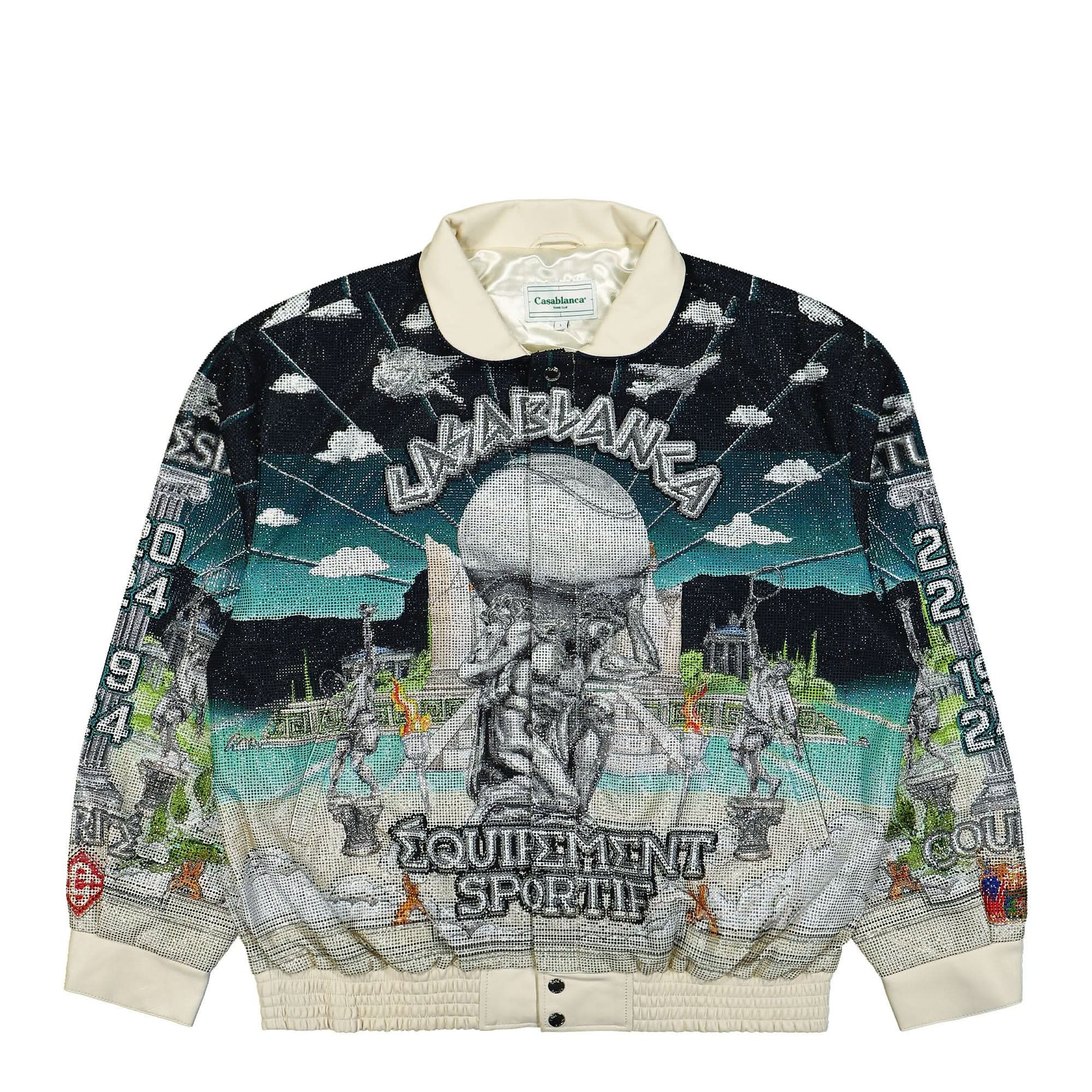 Casablanca Leather Crystal Bomber Jacket Multicolor Detail view 1 | Gate