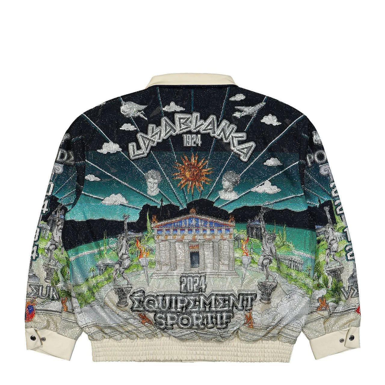 Casablanca Leather Crystal Bomber Jacket Multicolor Detail view 1 | Gate