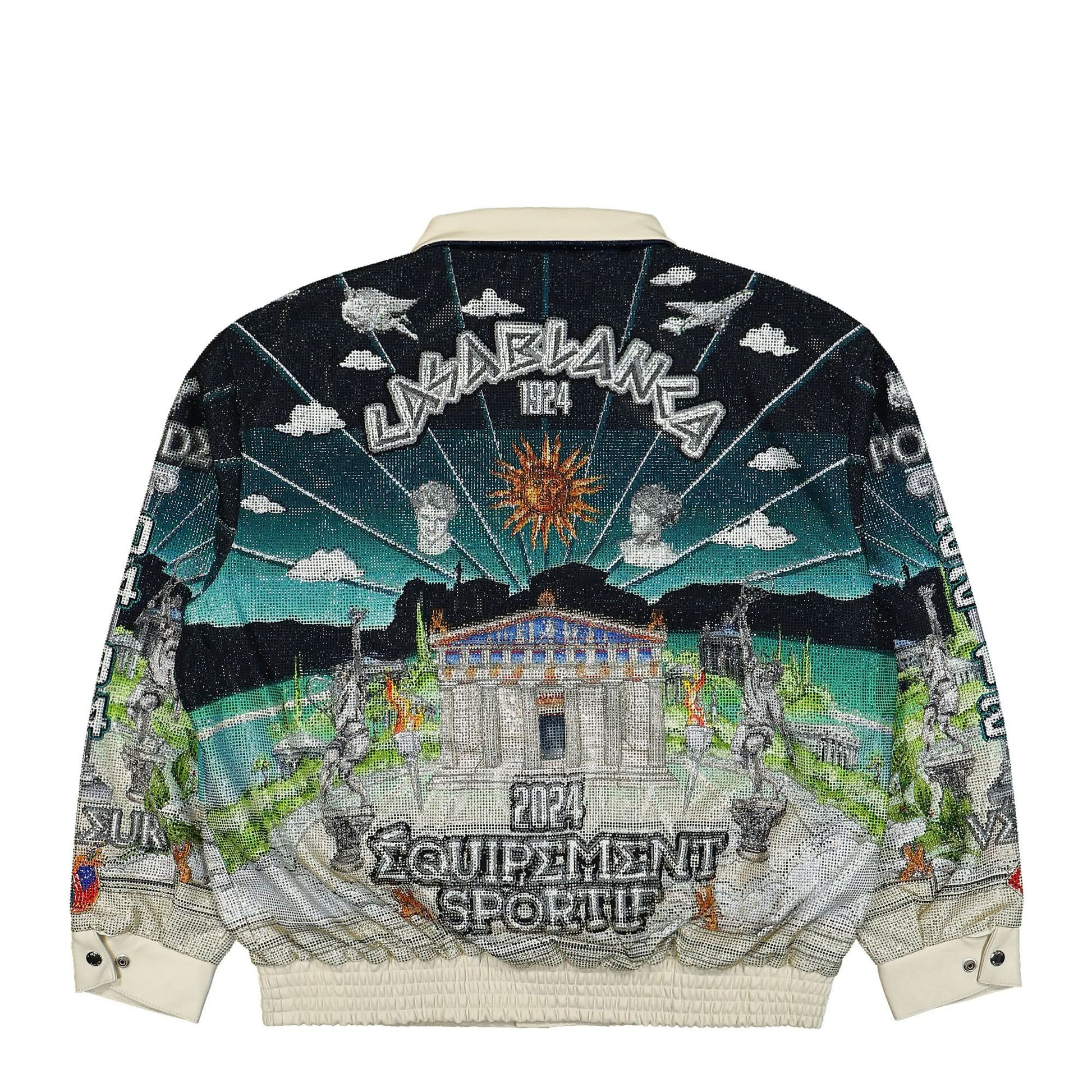 Casablanca Leather Crystal Bomber Jacket Multicolor Detail view 2 | Gate