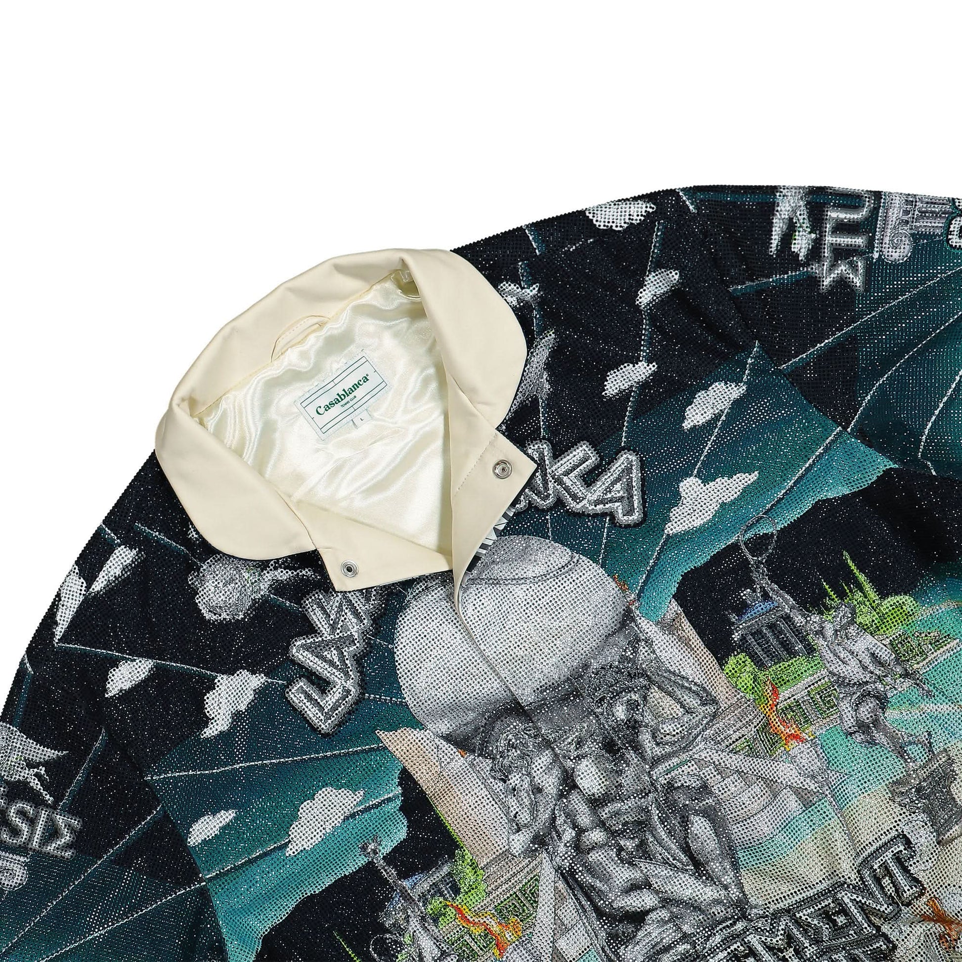 Casablanca Leather Crystal Bomber Jacket Multicolor Detail view 3 | Gate