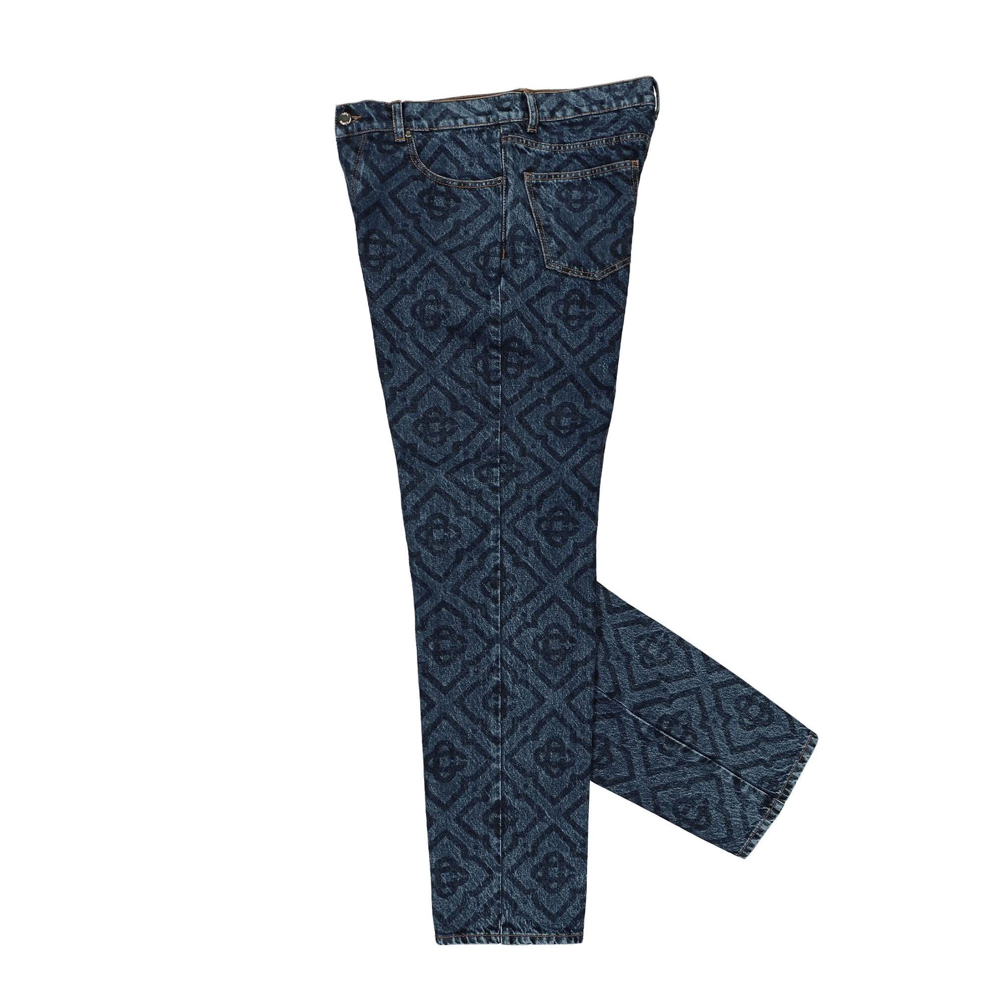 Casablanca Laser Monogram Denim Jeans Blue Detail view 3 | Gate