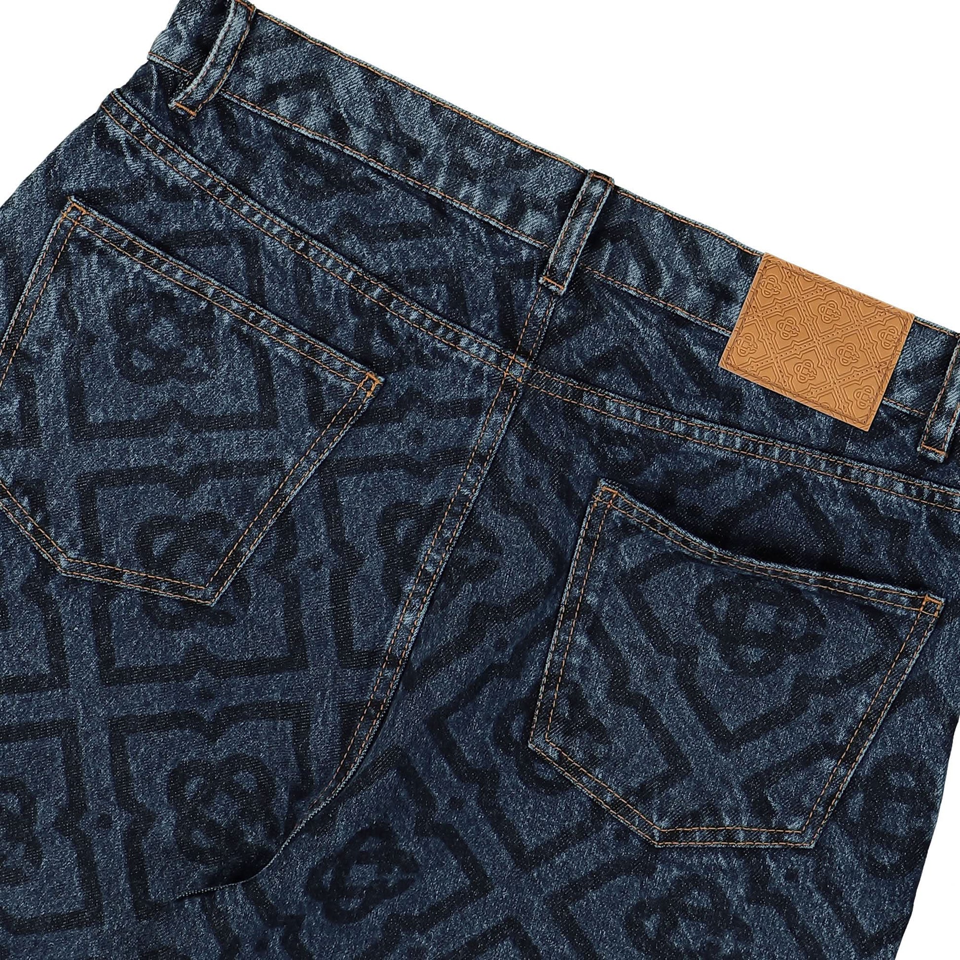 Casablanca Laser Monogram Denim Jeans Blue Detail view 5 | Gate