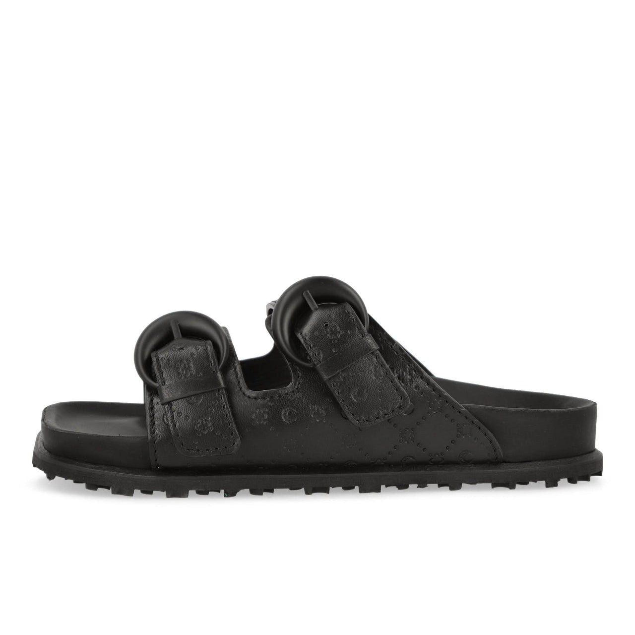 Marine Serre Embossed Leather MS Ground Sandal Black Sandals Detail view 1 | Gate