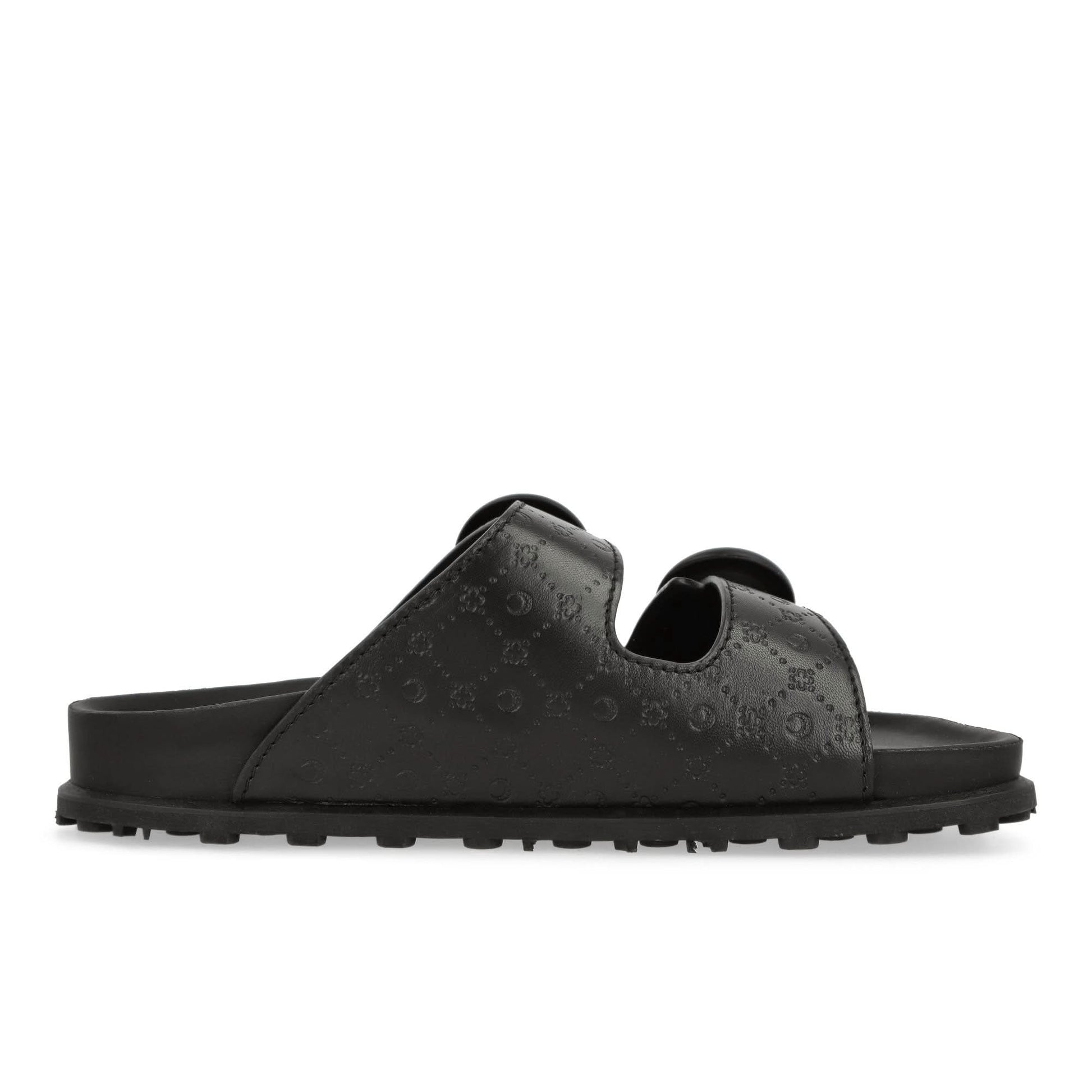 Marine Serre Embossed Leather MS Ground Sandal Black Sandals Detail view 2 | Gate