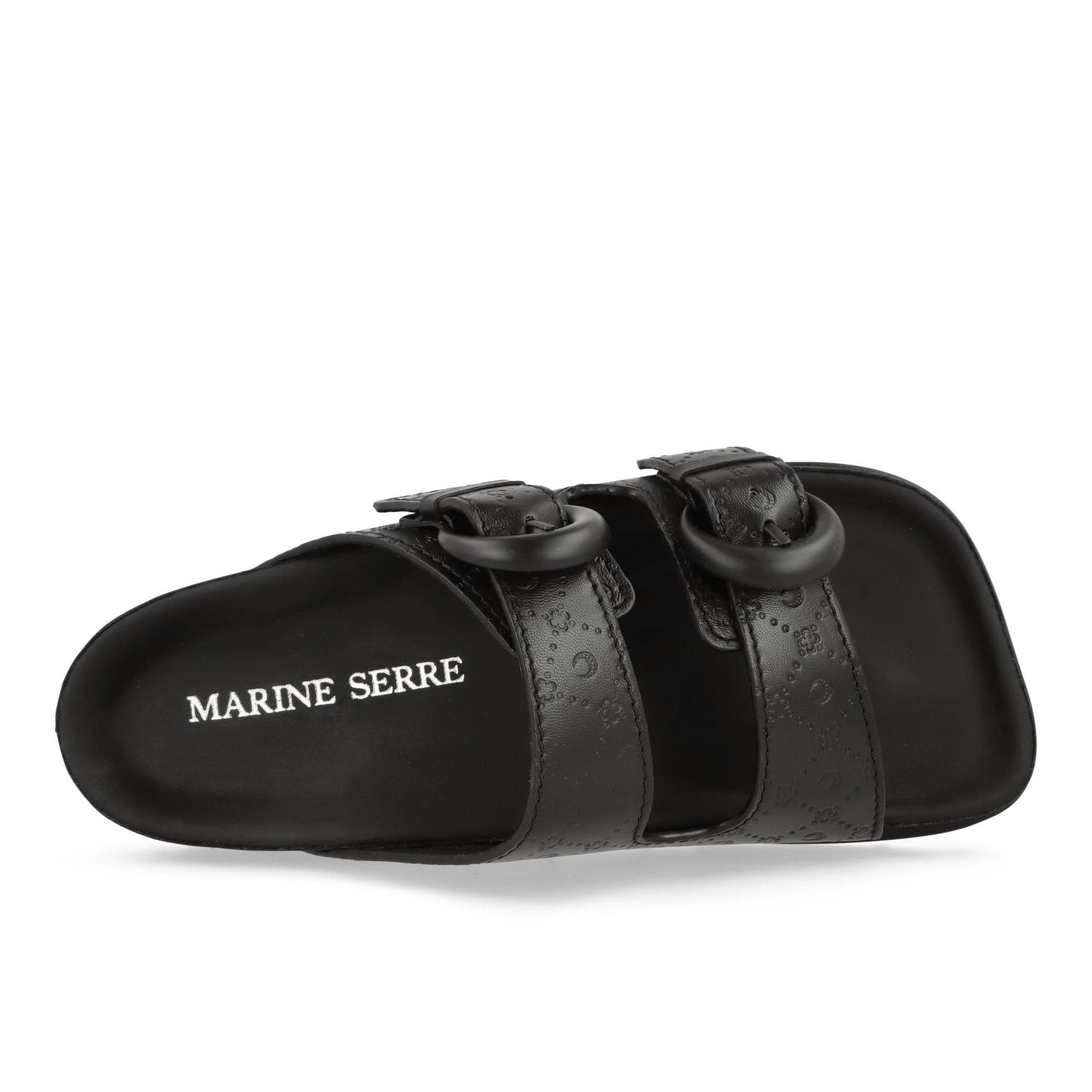 Marine Serre Embossed Leather MS Ground Sandal Black Sandals Detail view 5 | Gate