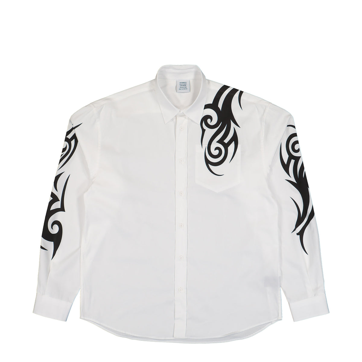 VETEMENTS Graffiti Tribal Shirt White / Black Shirts MH27SH052W Detail View 1 | GATE
