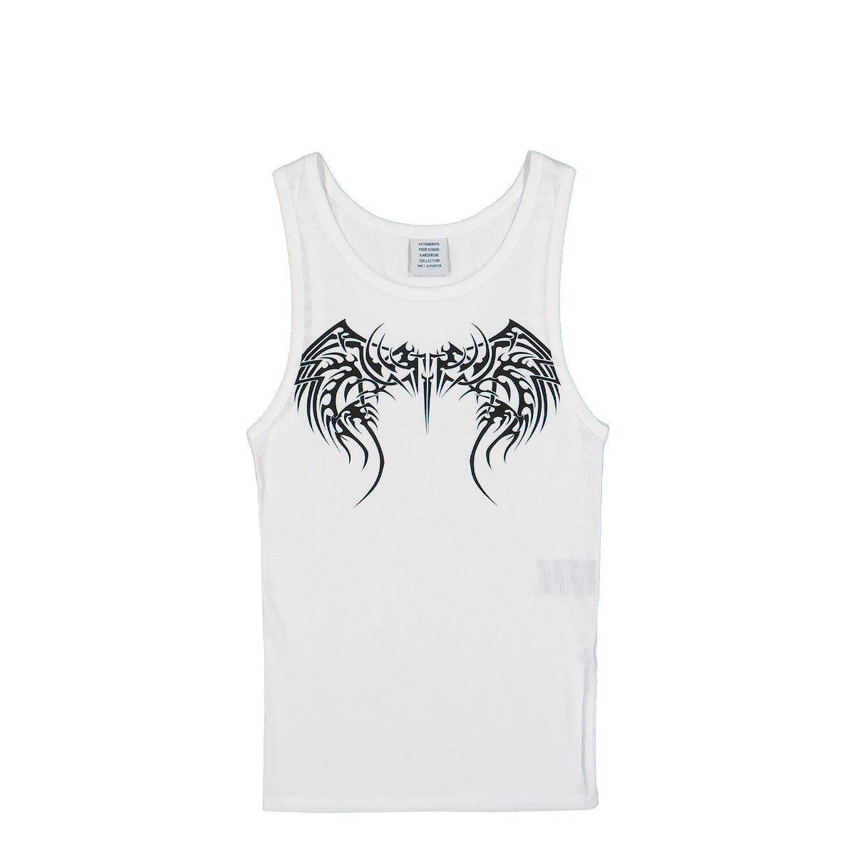 VETEMENTS Tribal Tattoo Tank Top White Tops MH27TT214W Detail View 1 | GATE