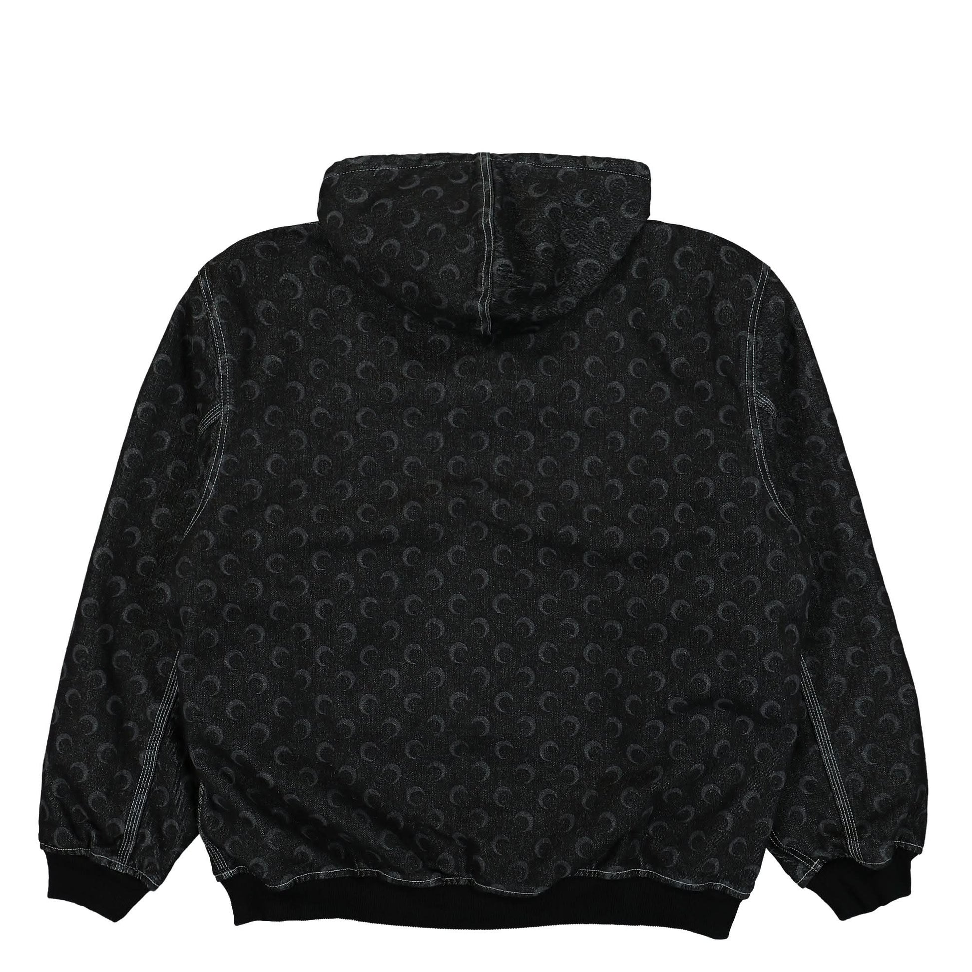 Marine Serre Moon Laser Denim Padded Jacket Black Detail view 2 | Gate