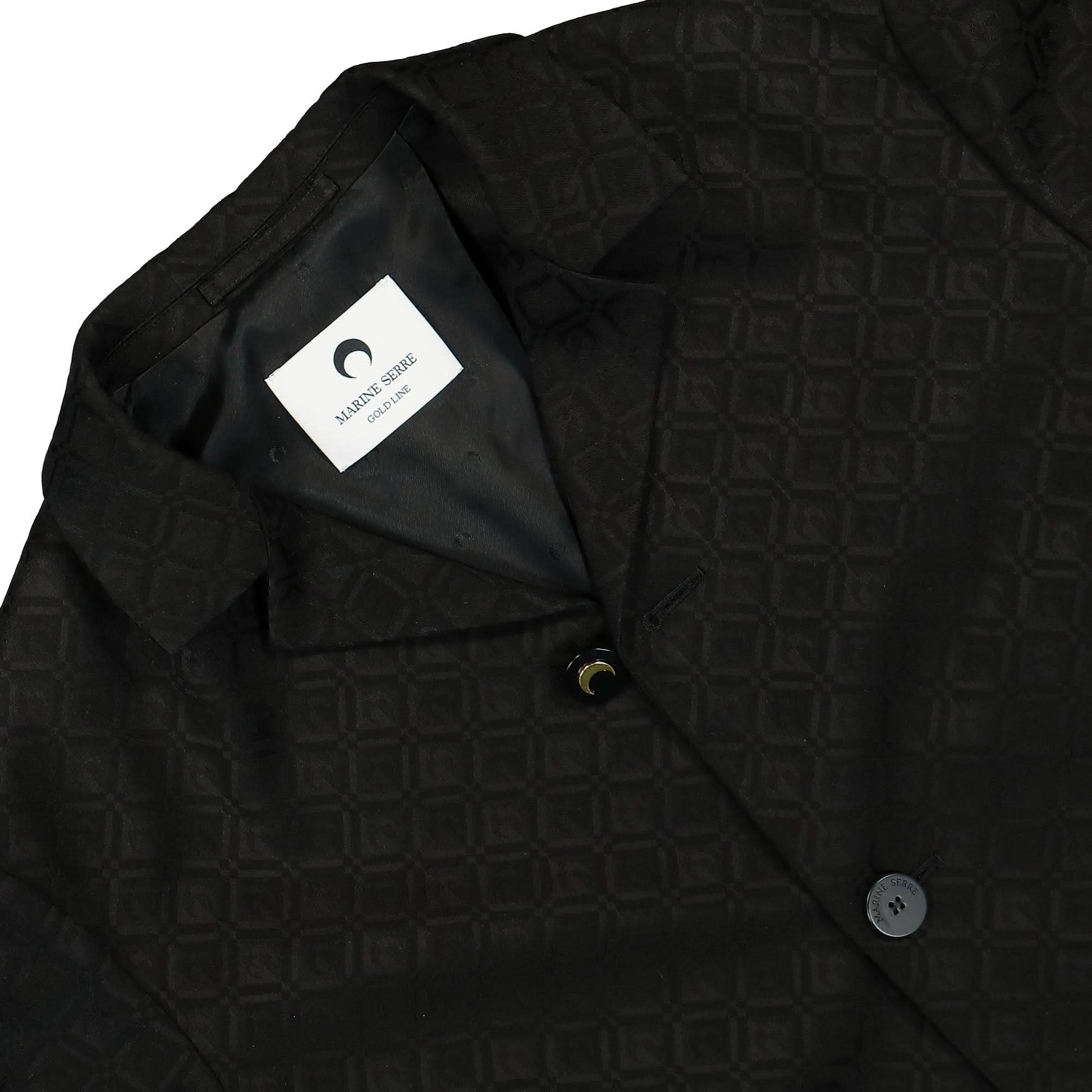 Marine Serre Moon Diamant Jacquard Tailored Jacket Black Detail view 3 | Gate