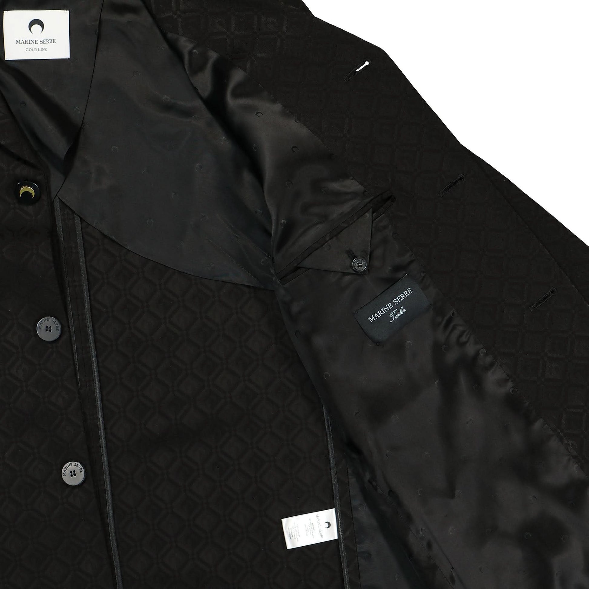 Marine Serre Moon Diamant Jacquard Tailored Jacket Black Detail view 5 | Gate