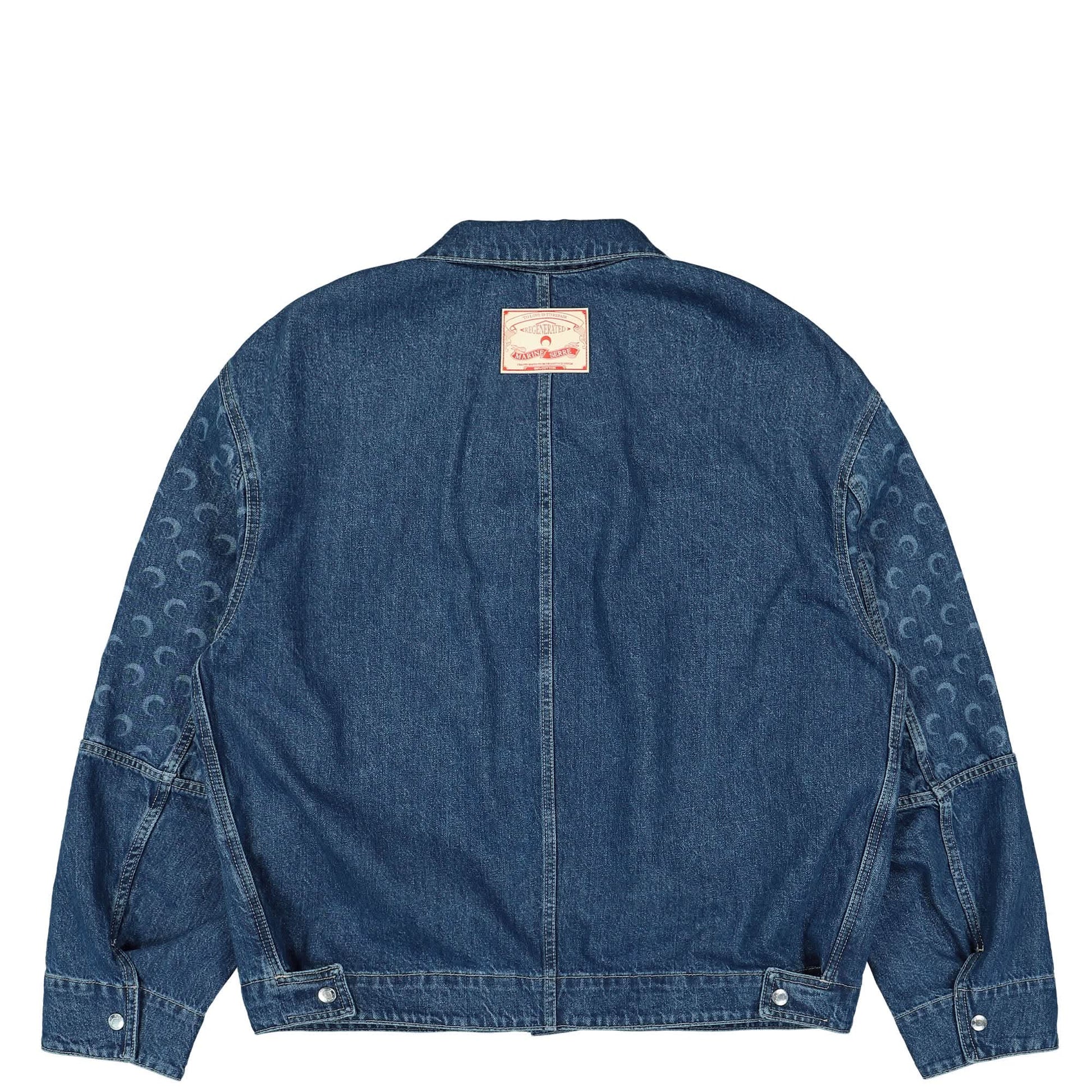 Marine Serre Deadstock Denim Boxy Jacket Blue Detail view 2 | Gate