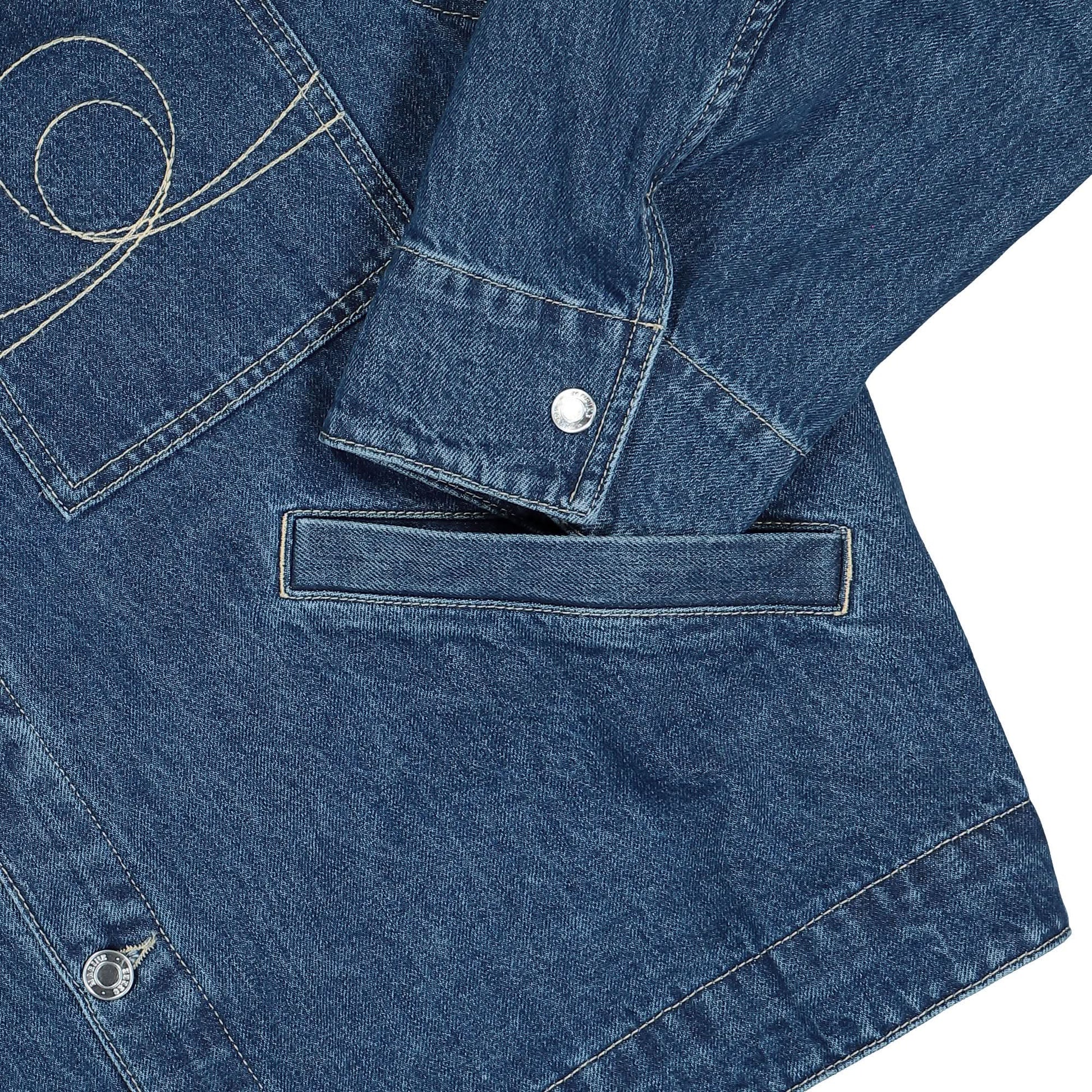 Marine Serre Deadstock Denim Boxy Jacket Blue Detail view 4 | Gate