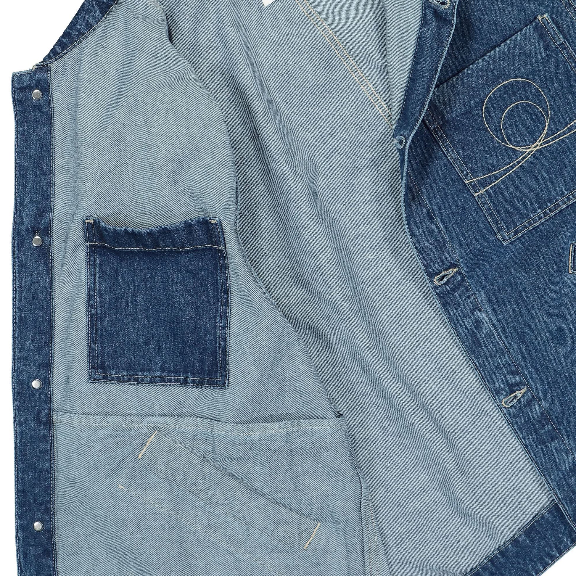 Marine Serre Deadstock Denim Boxy Jacket Blue Detail view 5 | Gate