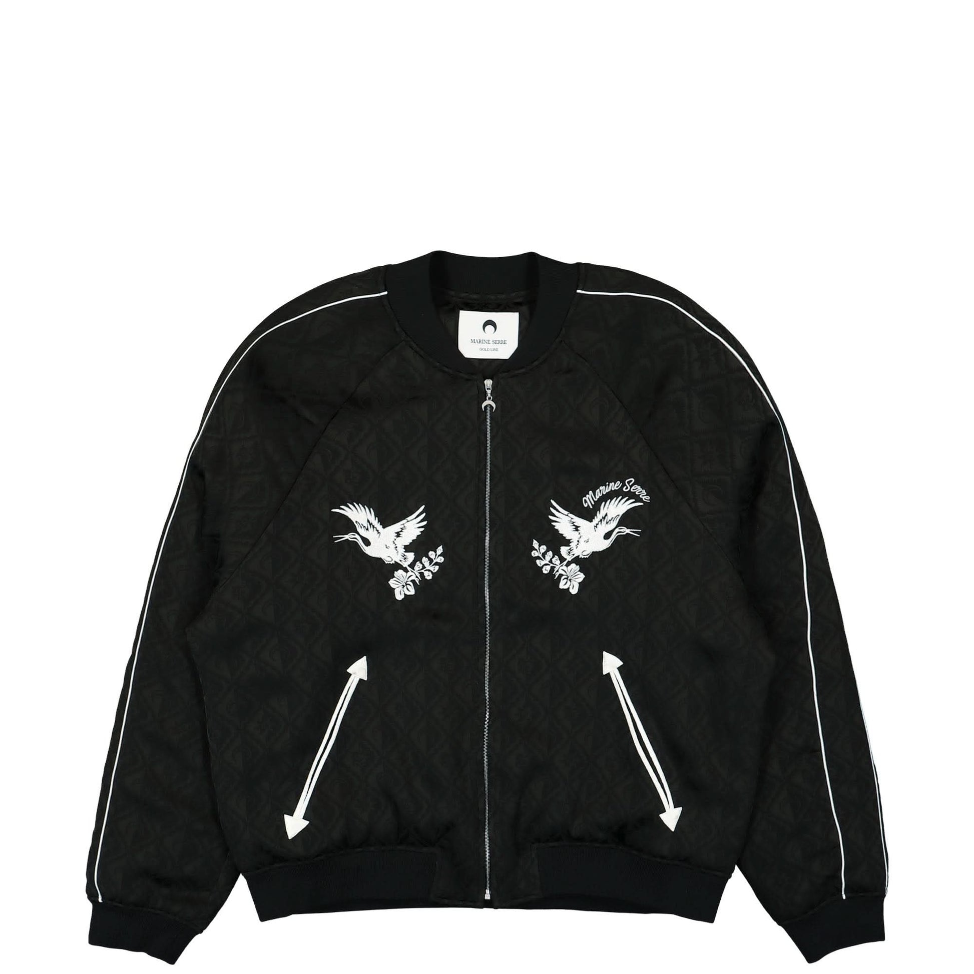 Marine Serre Jacquard Viscose Bomber Jacket Black Detail view 1 | Gate