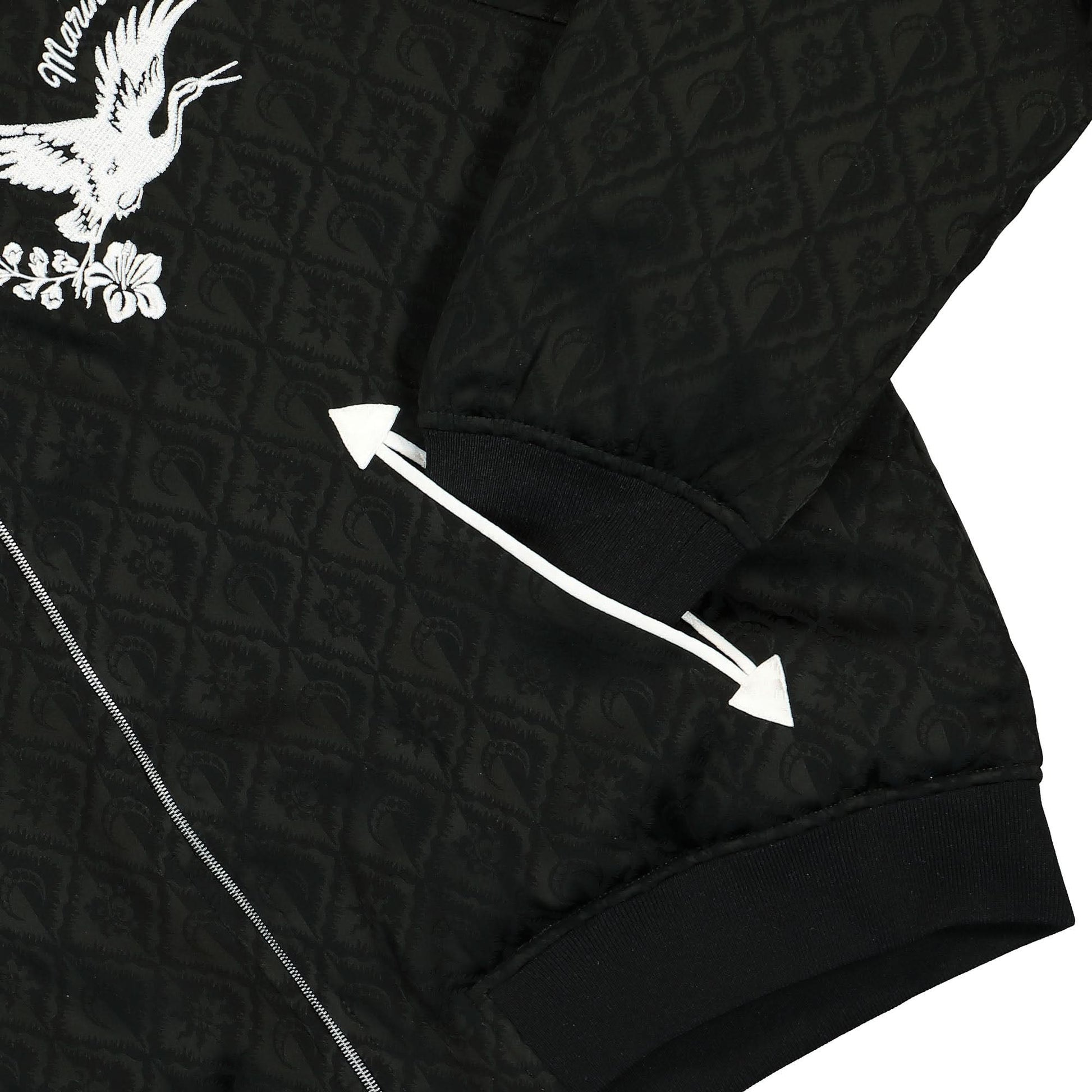 Marine Serre Jacquard Viscose Bomber Jacket Black Detail view 4 | Gate