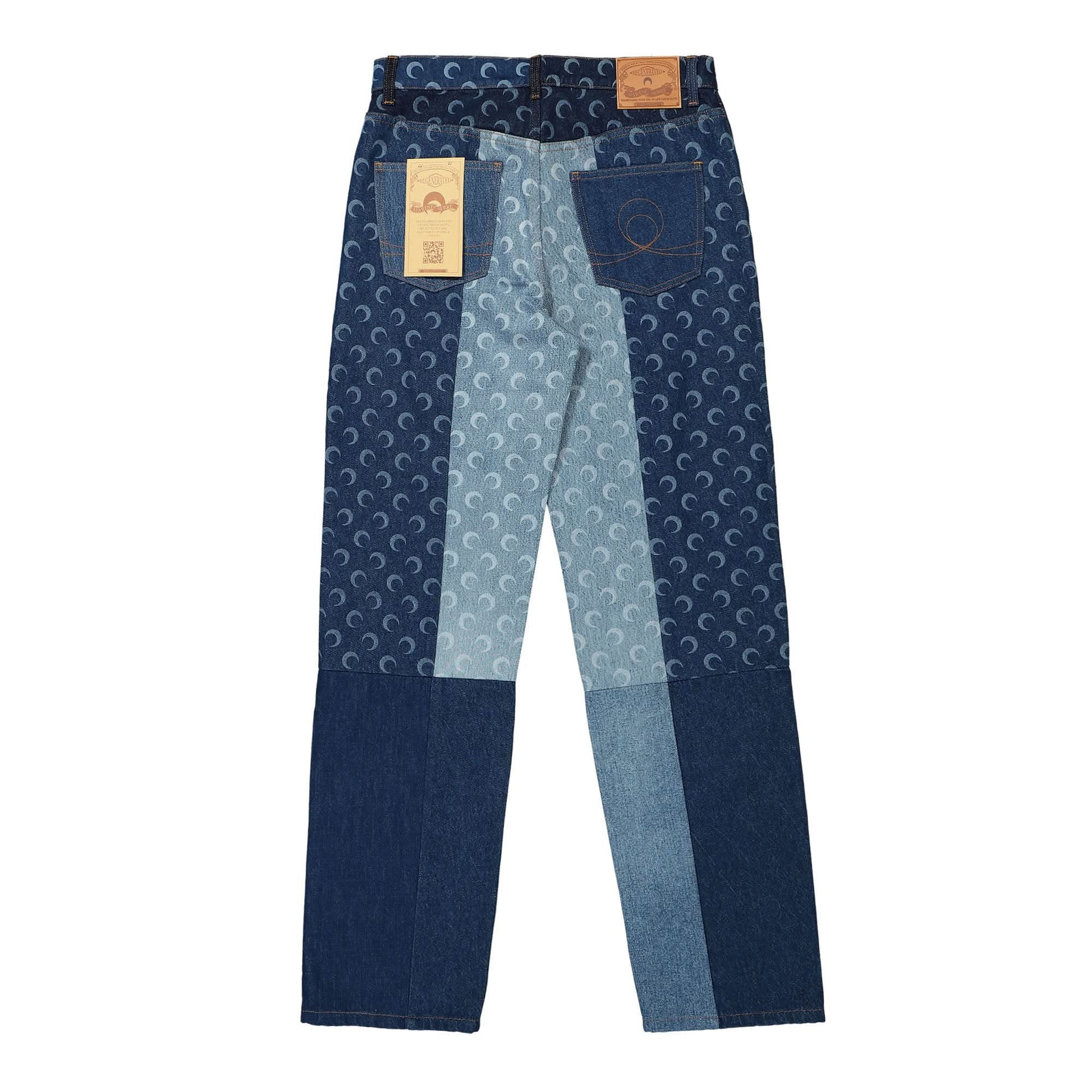 Marine Serre Regenerated Denim Slim Fit Pants Blue Detail view 2 | Gate
