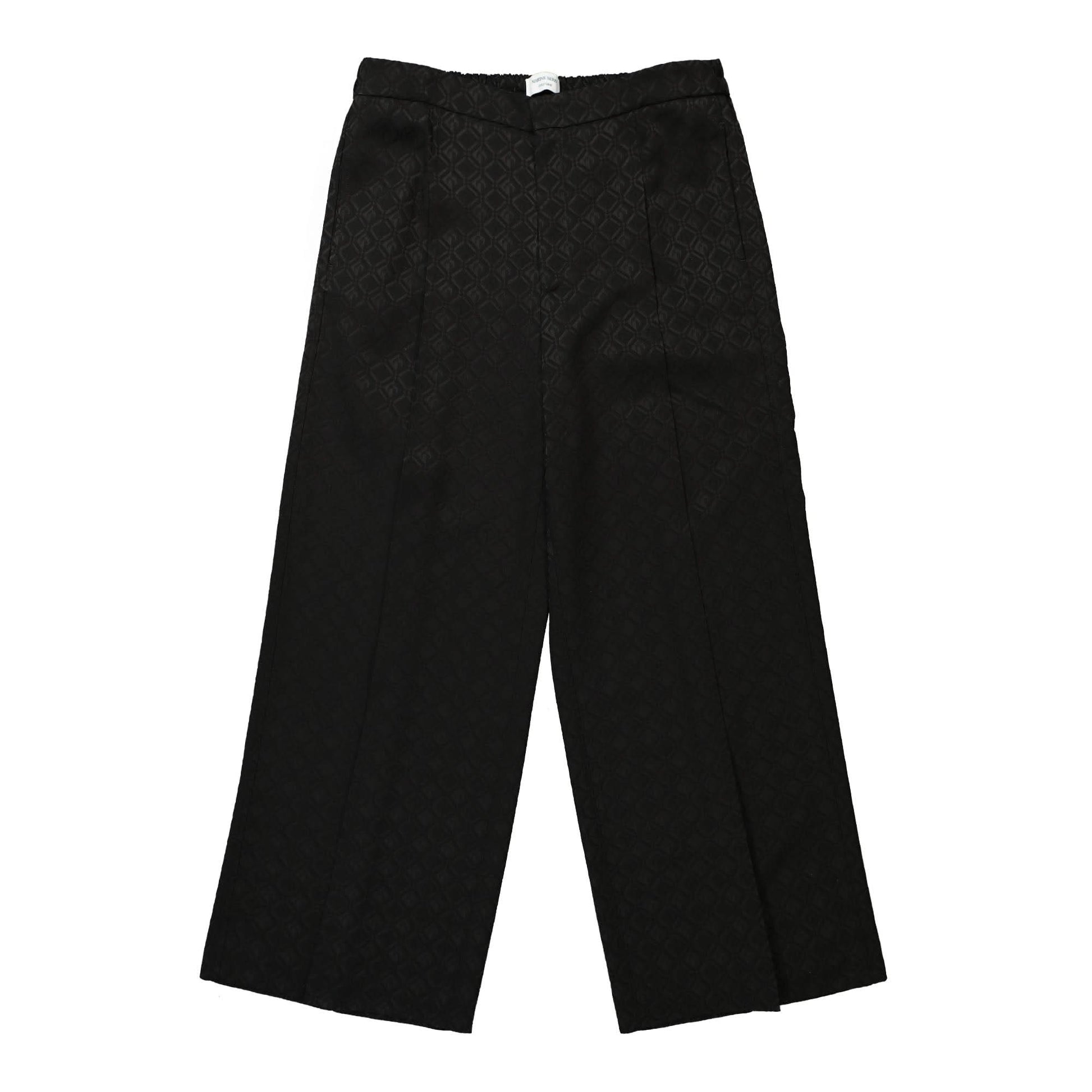 Marine Serre Moon Diamant Jacquard Wide Leg Pants Black Detail view 1 | Gate