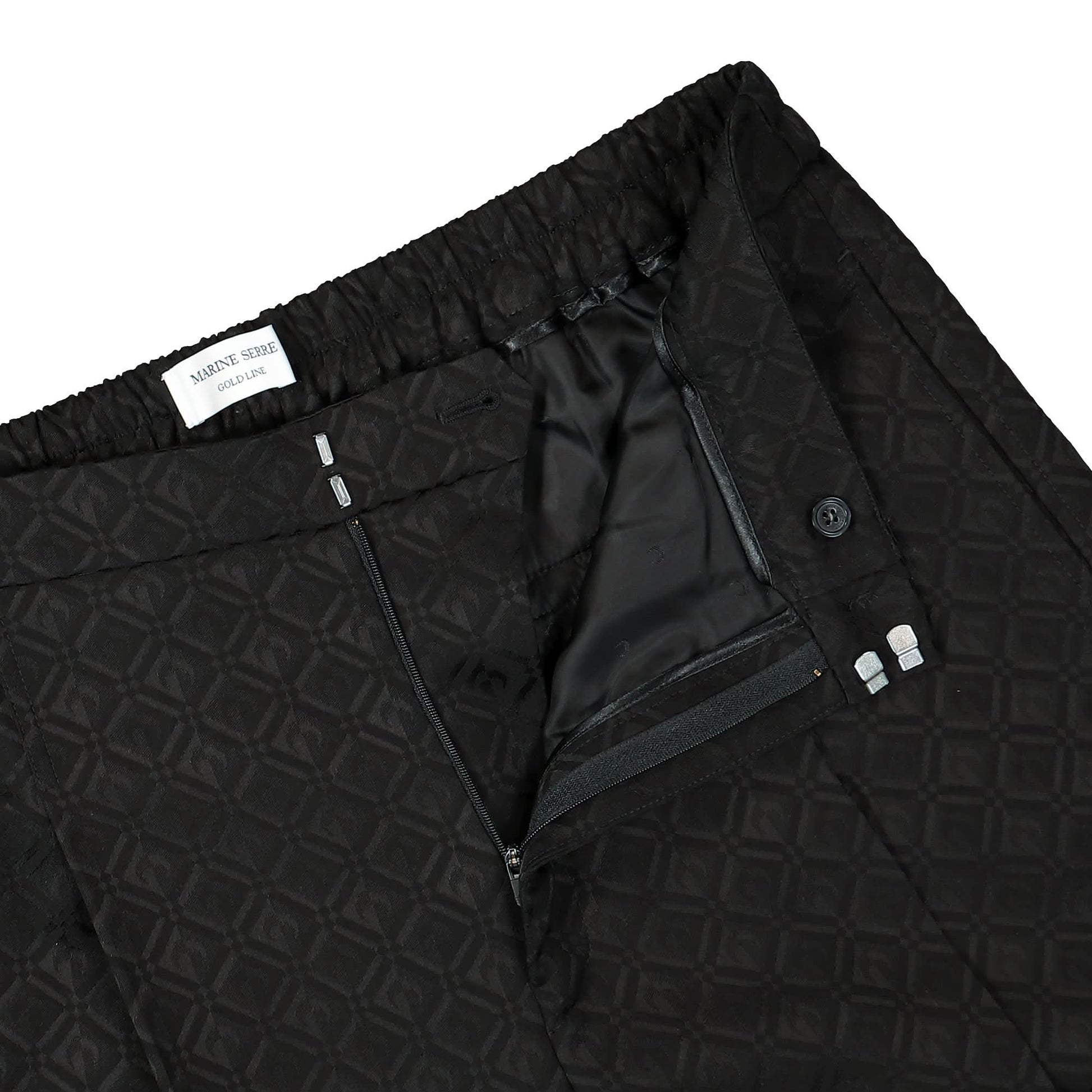 Marine Serre Moon Diamant Jacquard Wide Leg Pants Black Detail view 4 | Gate