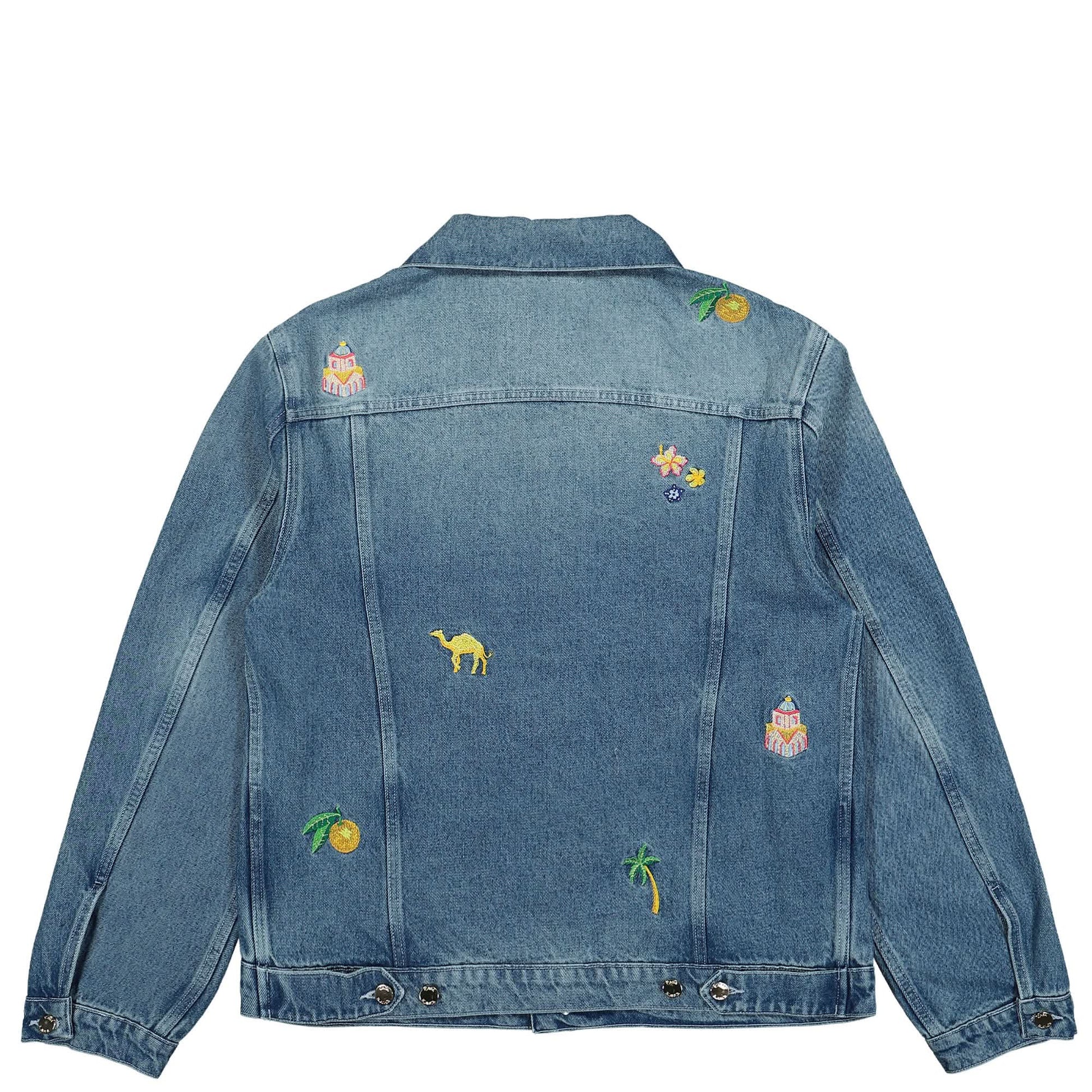 Casablanca Embroidered Motif Denim Jacket Blue Detail view 2 | Gate