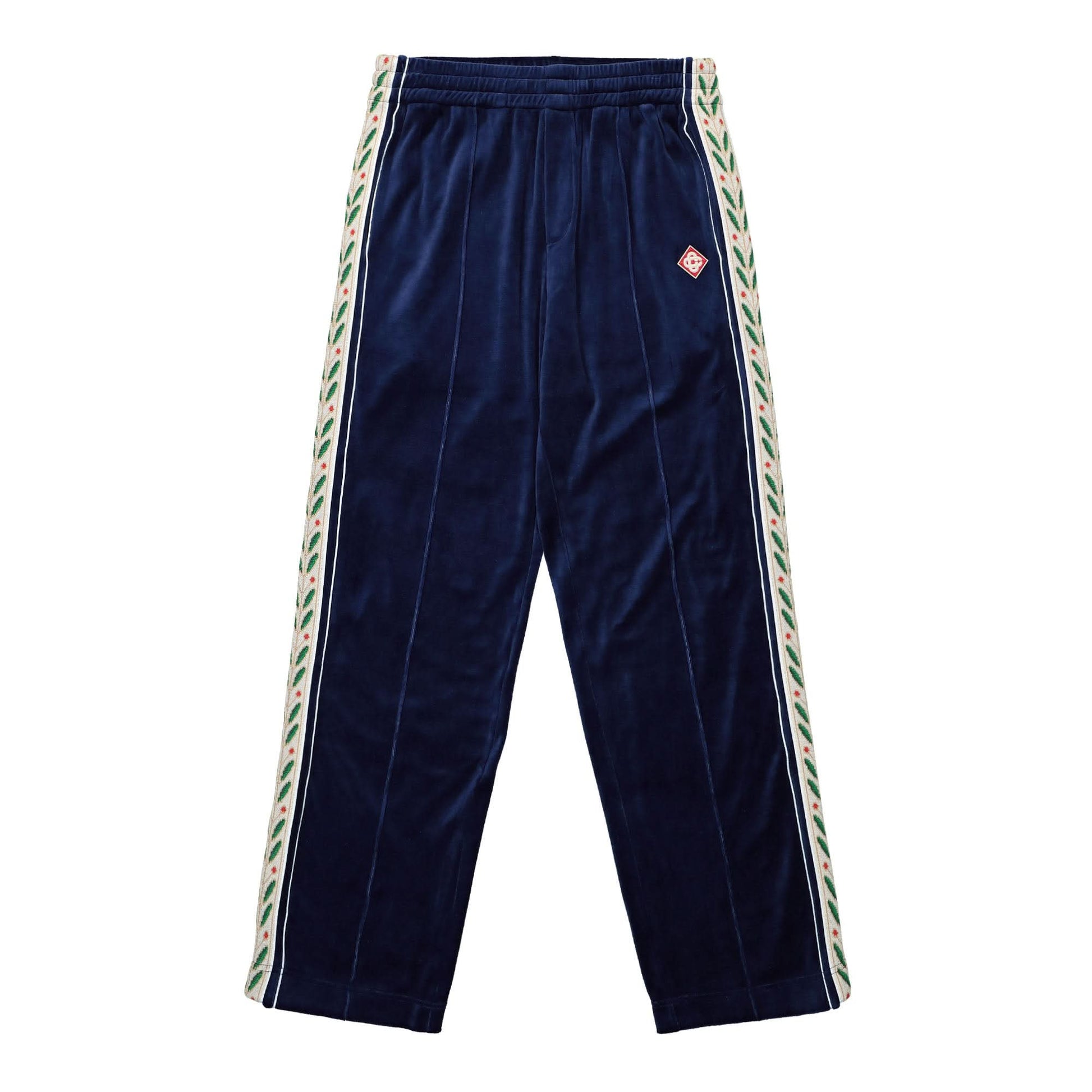 Casablanca Velour Laurel Track Pants Blue Detail view 1 | Gate
