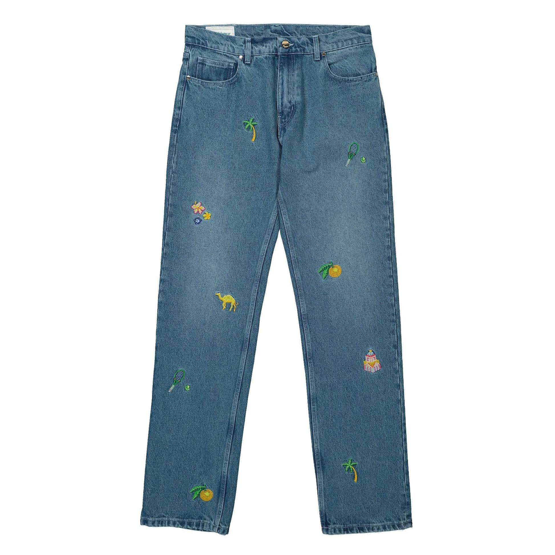 Casablanca Embroidered Motif Jeans Blue Detail view 1 | Gate