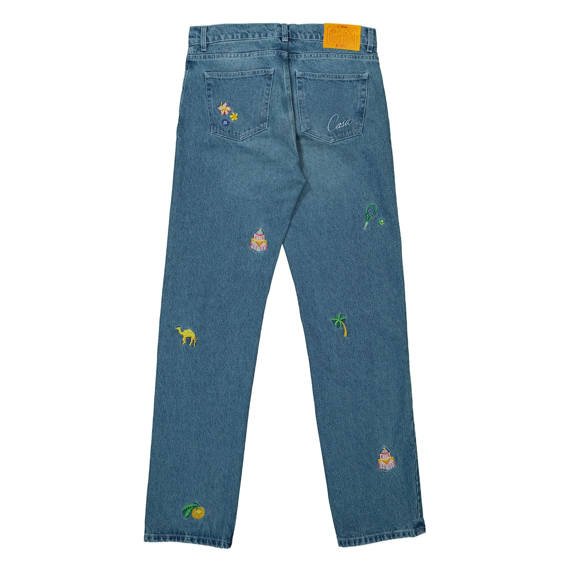 Casablanca Embroidered Motif Jeans Blue Detail view 2 | Gate