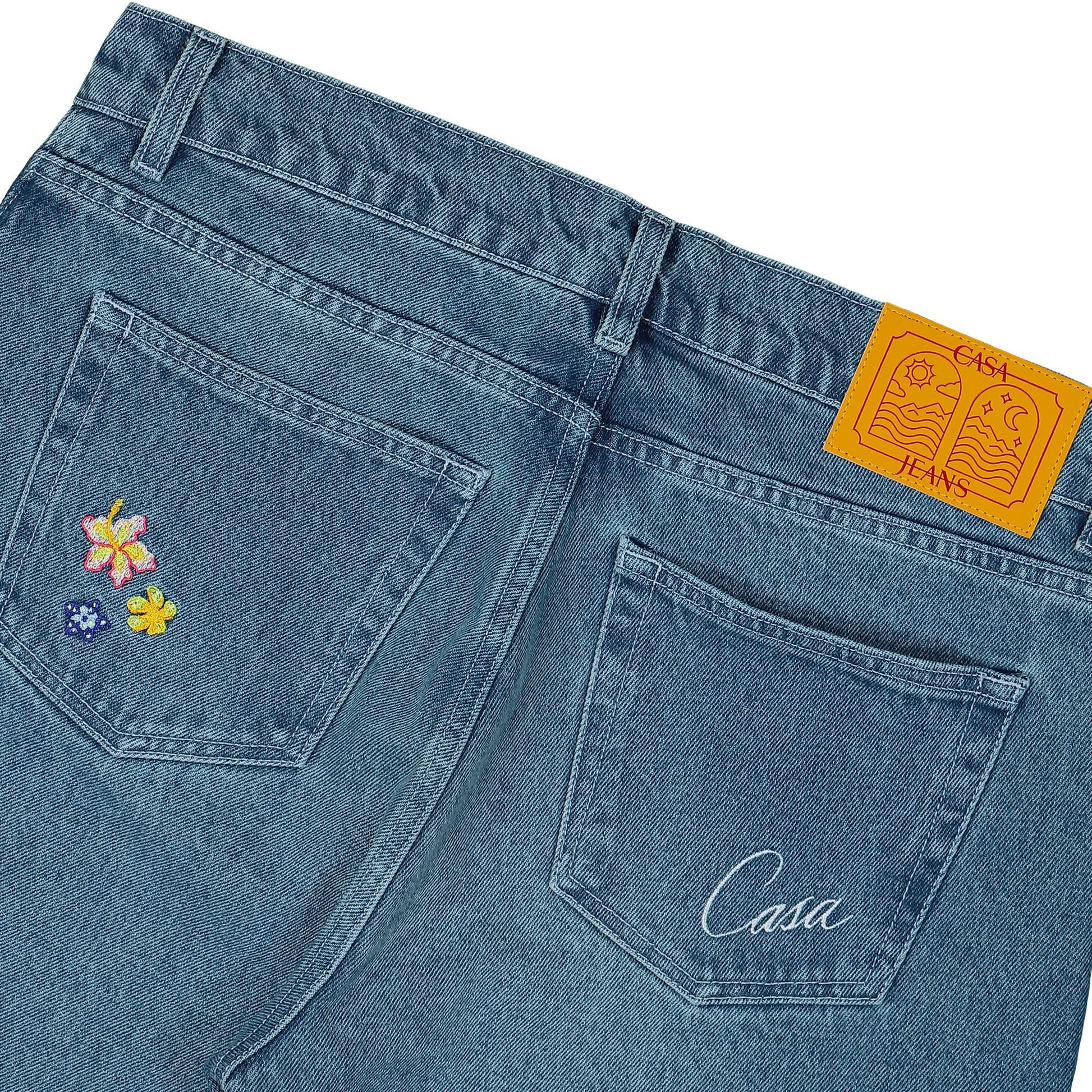 Casablanca Embroidered Motif Jeans Blue Detail view 5 | Gate