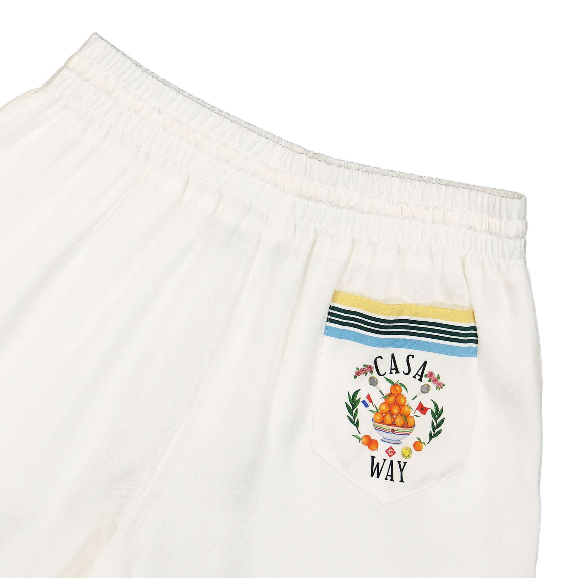 Casablanca Silk Shorts With Drawstrings White Detail view 5 | Gate