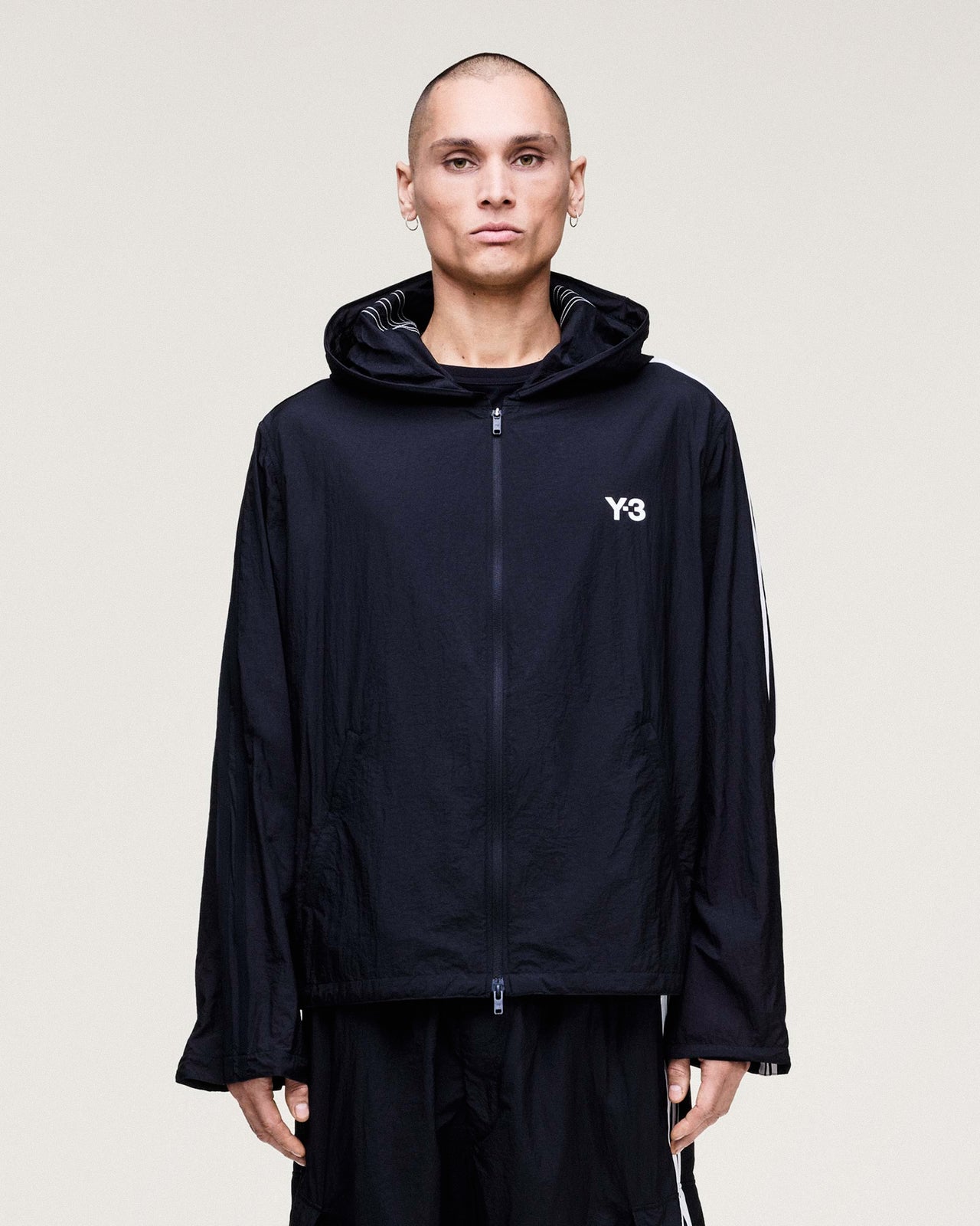 Y-3 Nylon Wired 3 Stripes Track Top Black Track Jackets KF1085 Detail View 1 | GATE